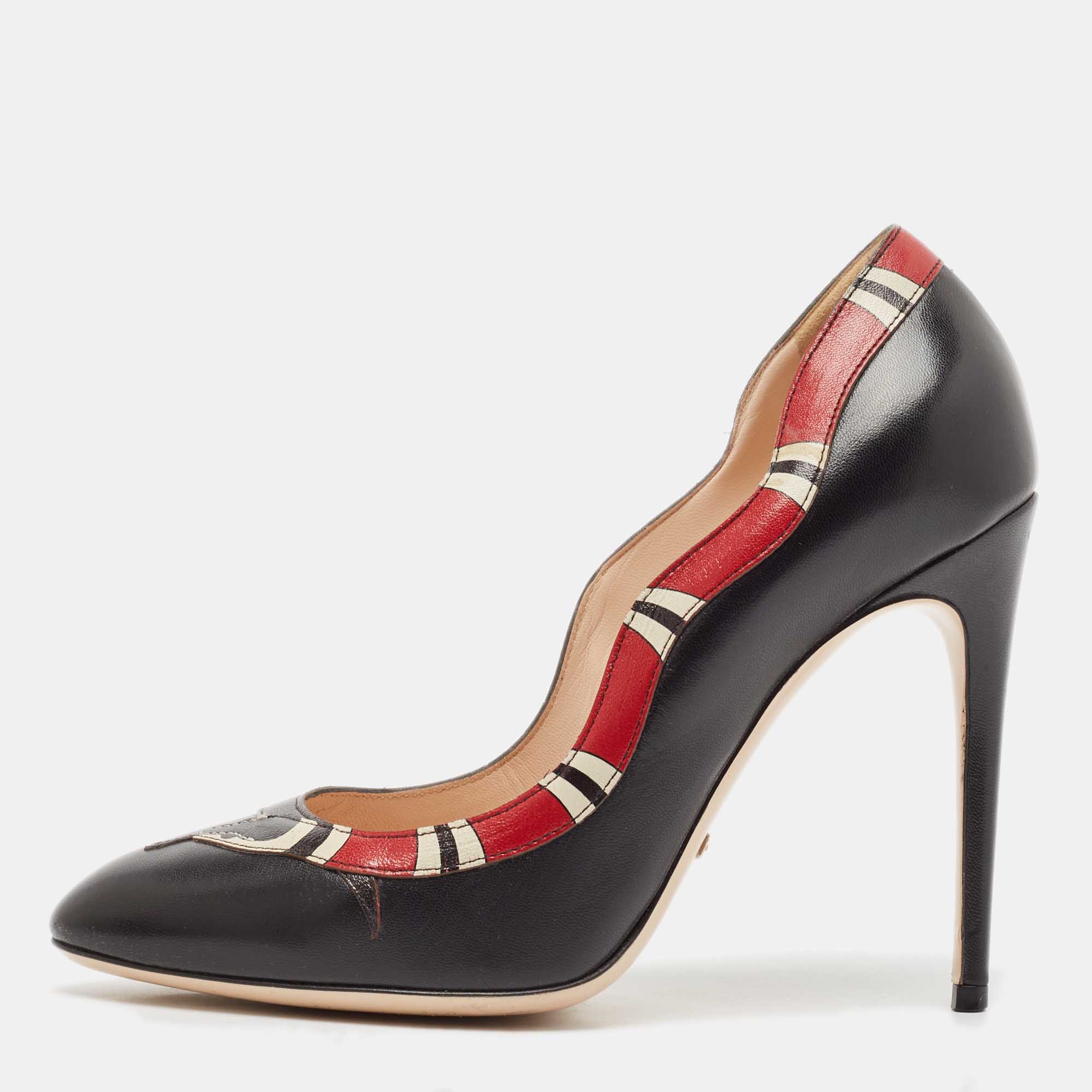 

Gucci Black/Red Leather Kingsnake Pumps Size