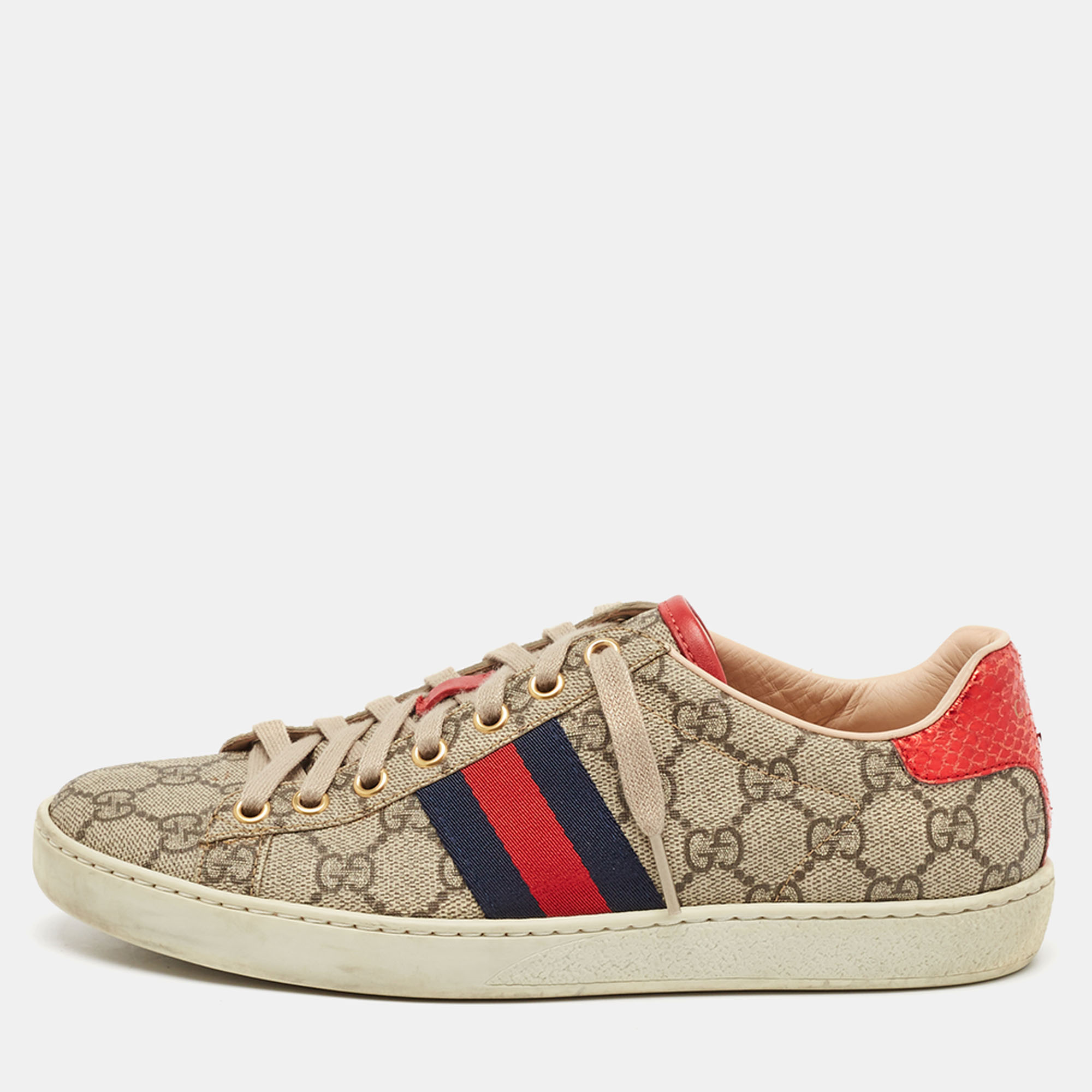 

Gucci Brown GG Canvas Ace Web Sneakers Size, Beige