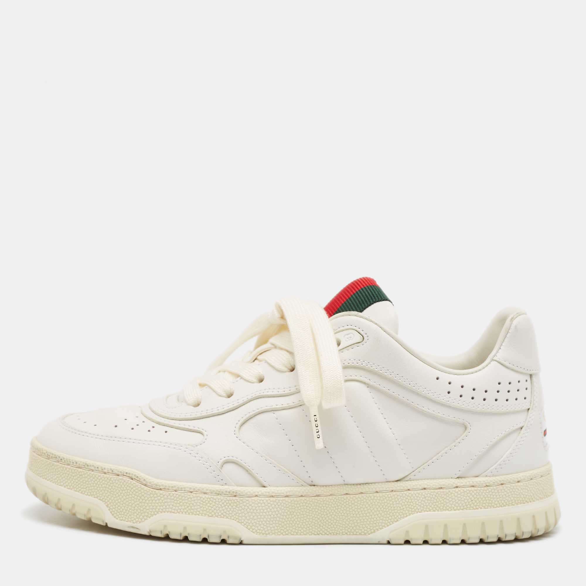 

Gucci White Leather Re-Web Sneakers Size