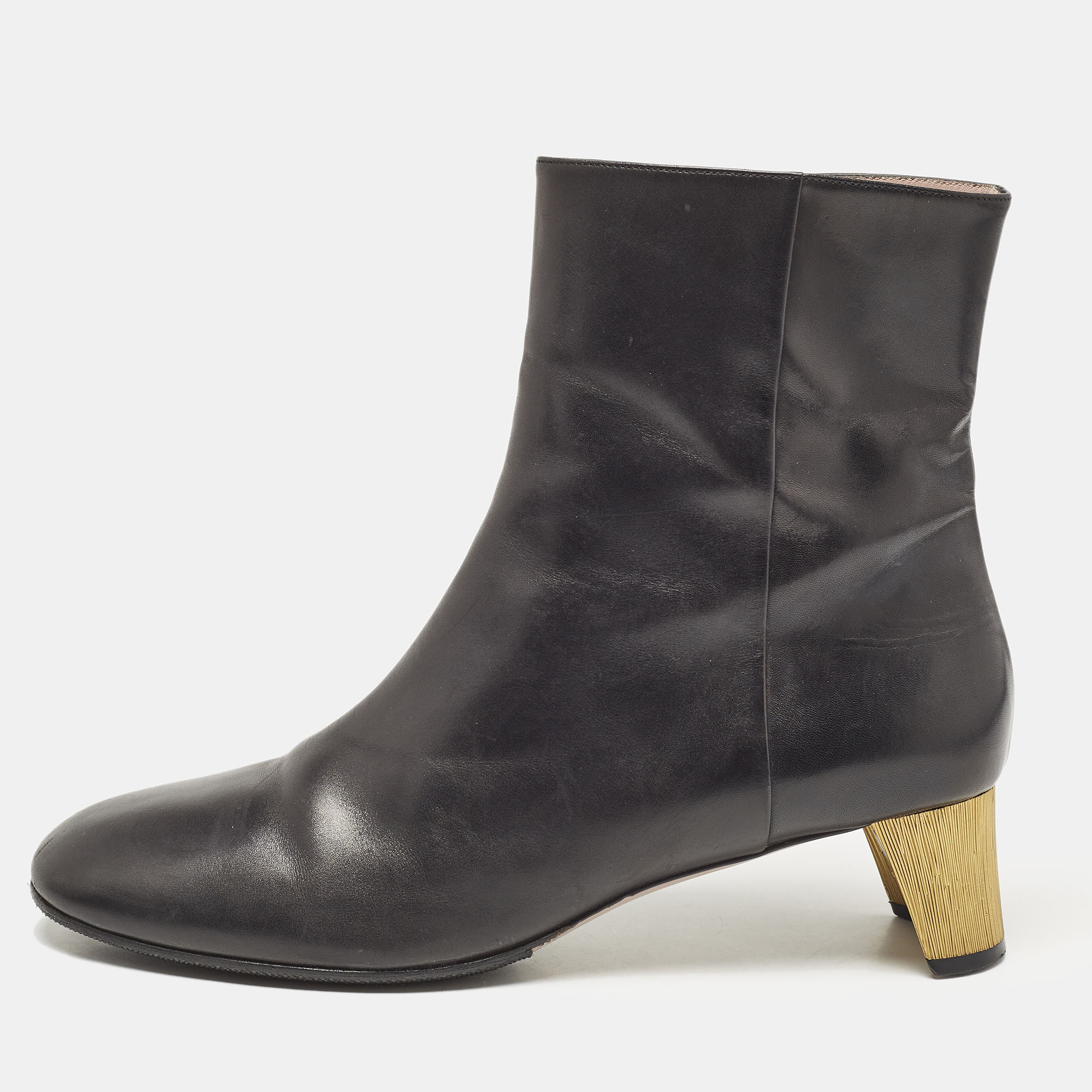 

Gucci Black Leather Diamond Heel Ankle Boots Size