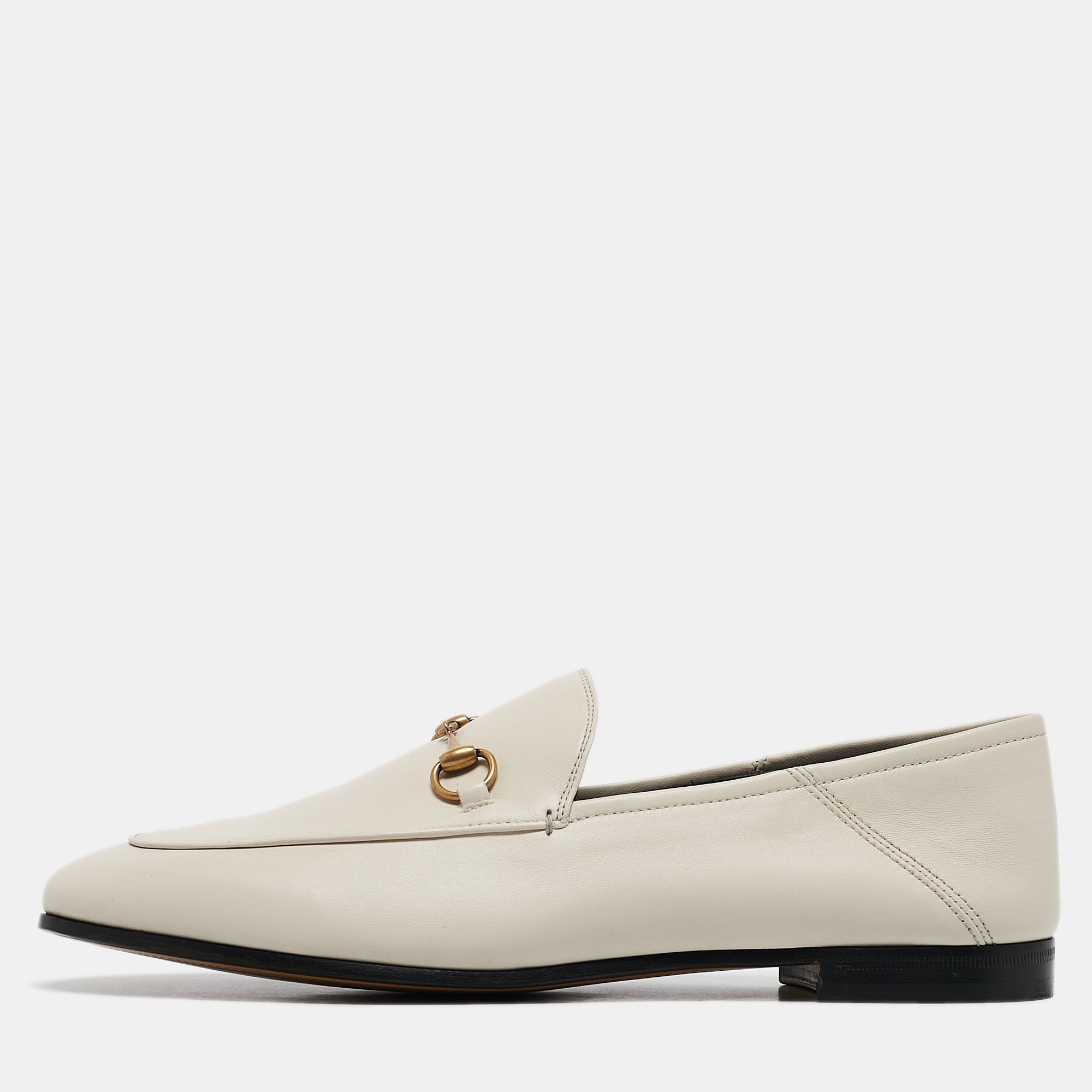 

Gucci White Leather Agnello Plonge Slip On Loafers Size