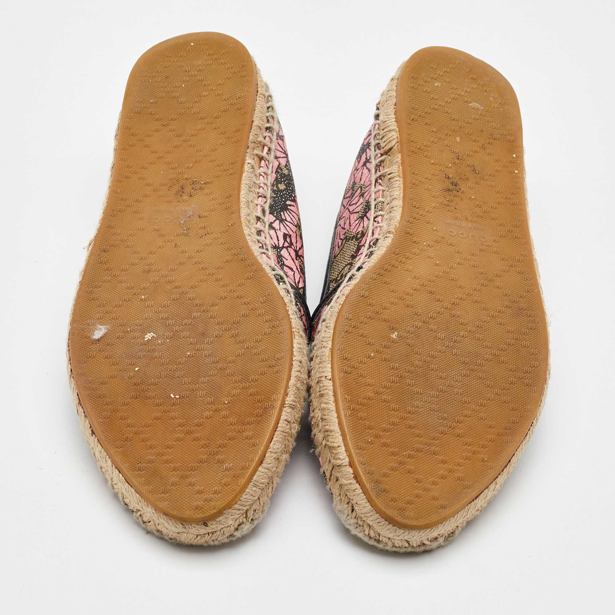 Gucci Multicolor Bengal Tiger Print GG Supreme Canvas Pilar Espadrille Flats Size 38 