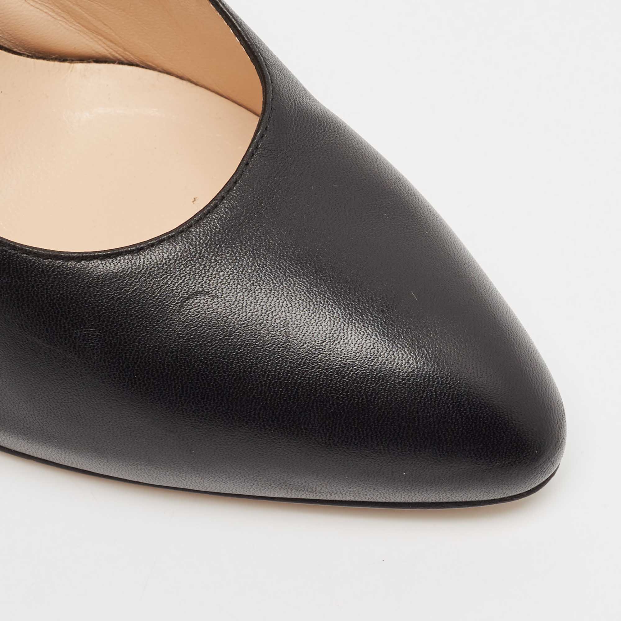 Gucci Black Leather Elaisa Removable Crystal Embellished Bow Pumps Size 39 