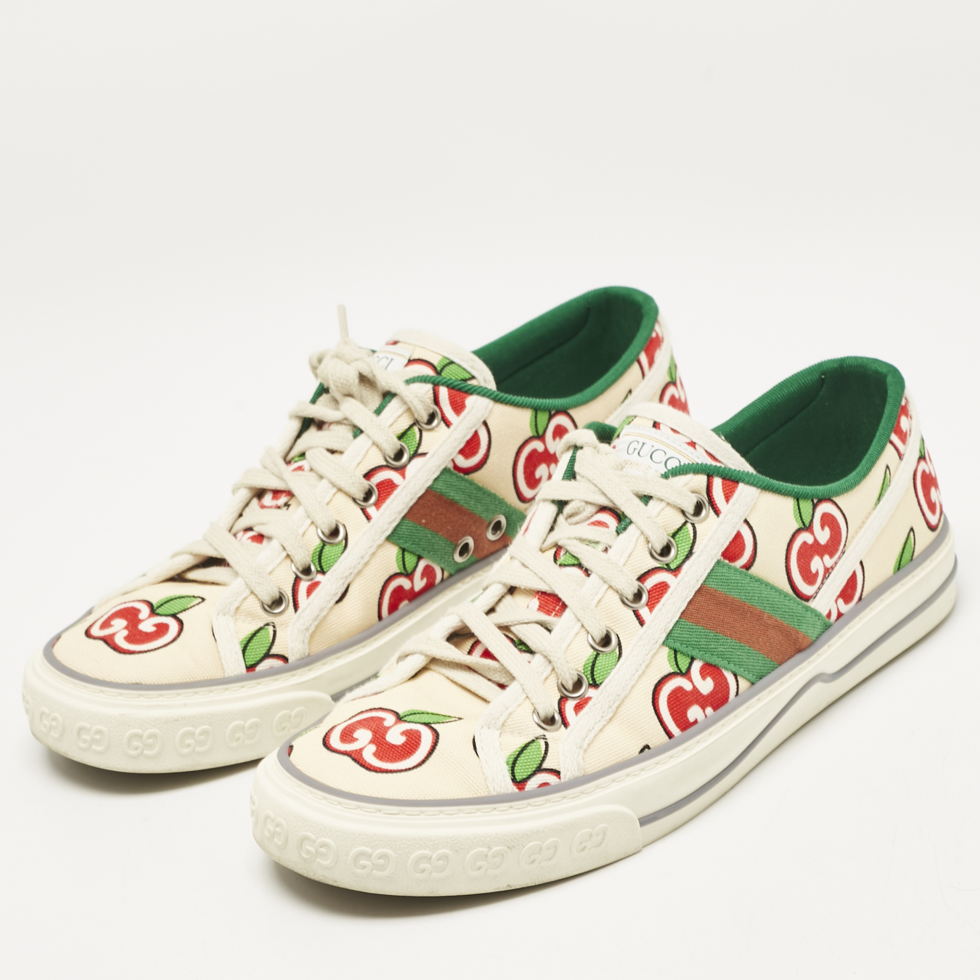 Gucci Multicolor GG Apple Canvas Tennis 1977 Sneakers Size 39 