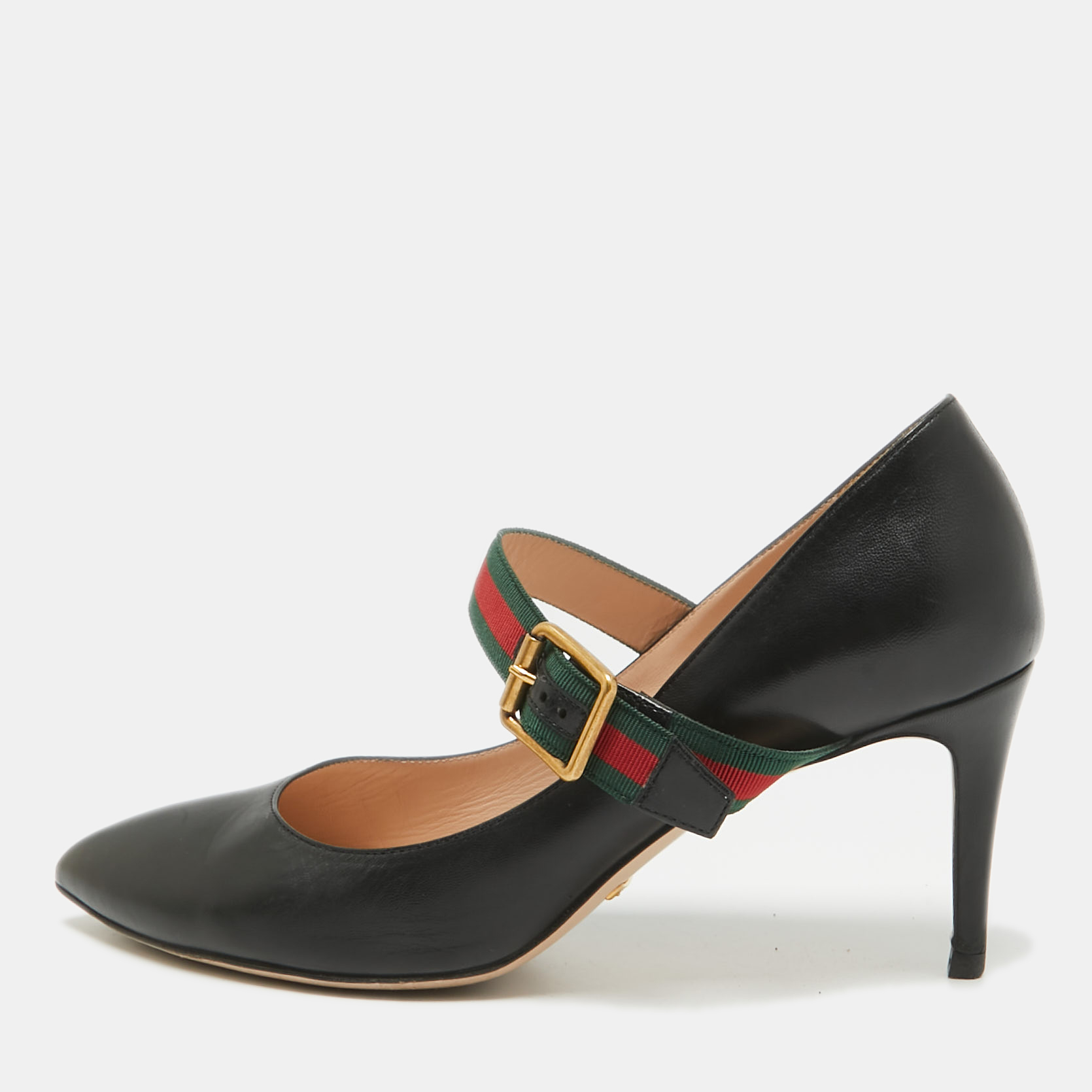 

Gucci Black Leather Sylvie Mary Jane Pumps Size