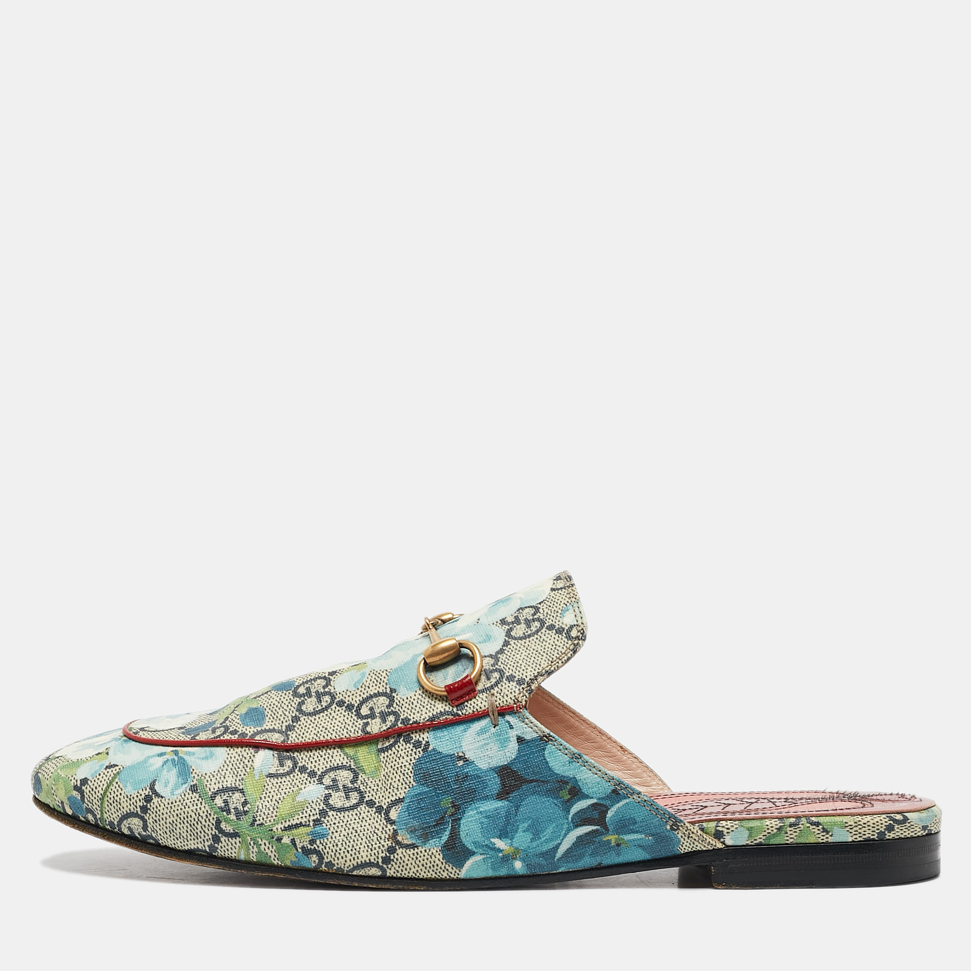 

Gucci Multicolor GG Supreme Canvas Blooms Horsebit Princetown Flat Mules Size, Grey