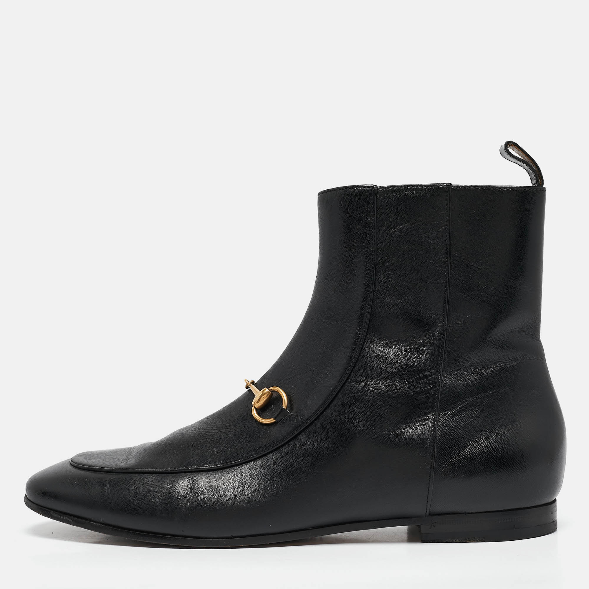 

Gucci Black Leather Horsebit Ankle Boots Size