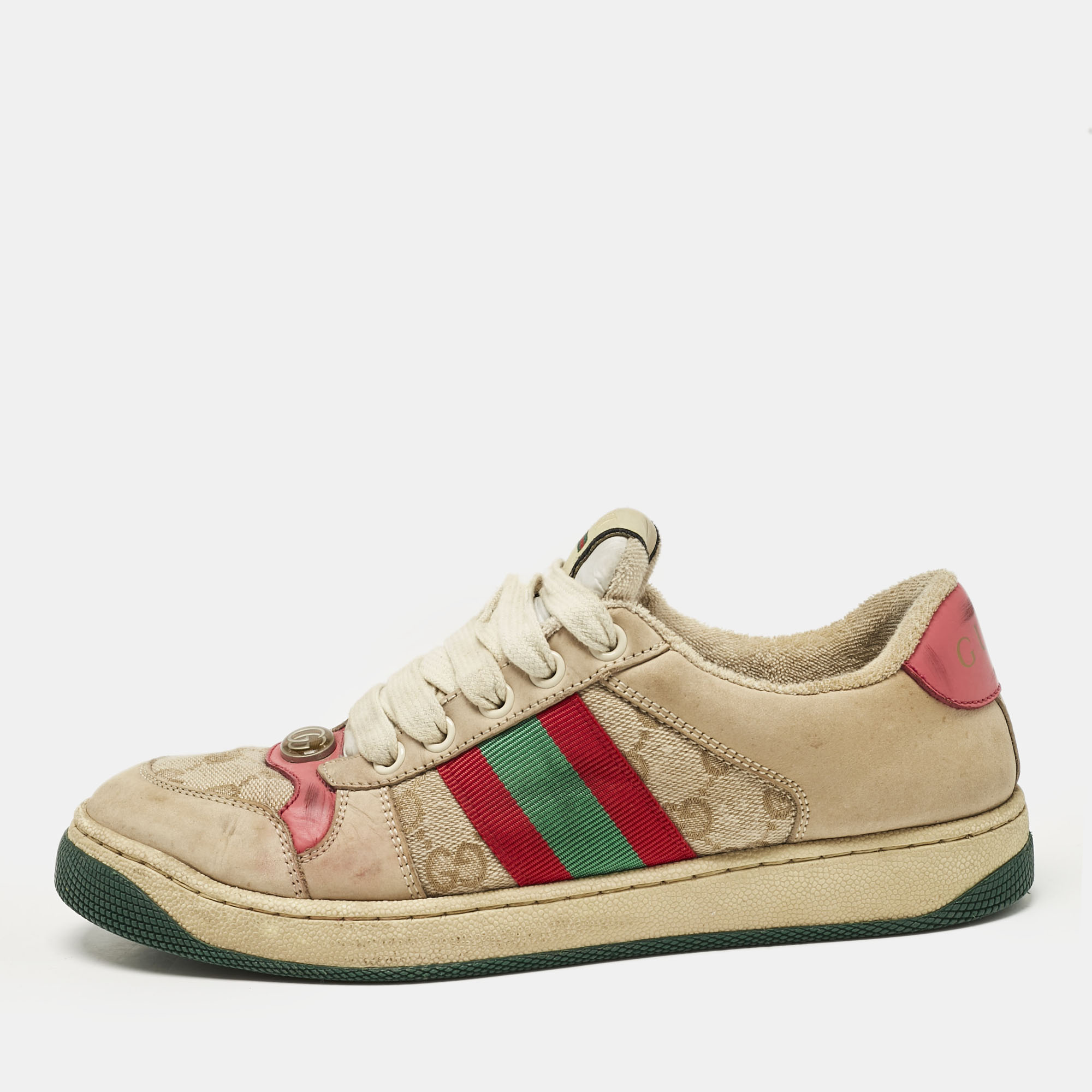 

Gucci Multicolor GG Canvas And Leather Screener Sneakers Size