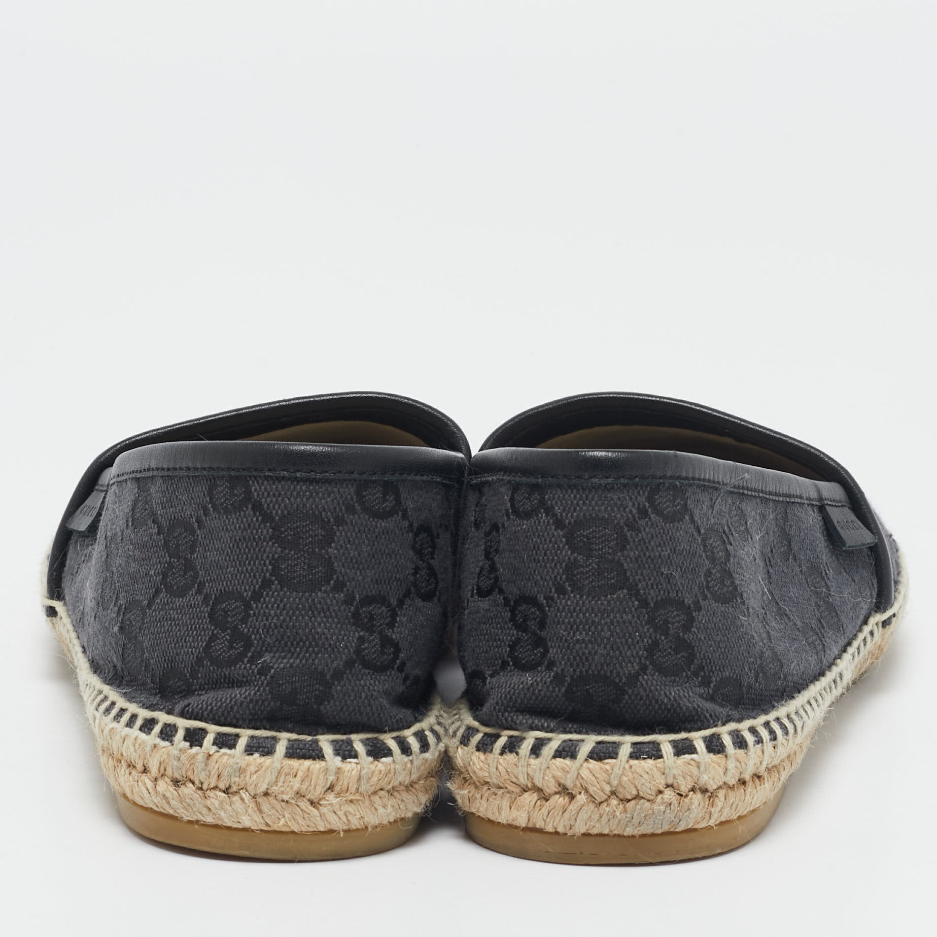 Gucci Black GG Canvas and Leather Espadrille Flats Size 38.5 