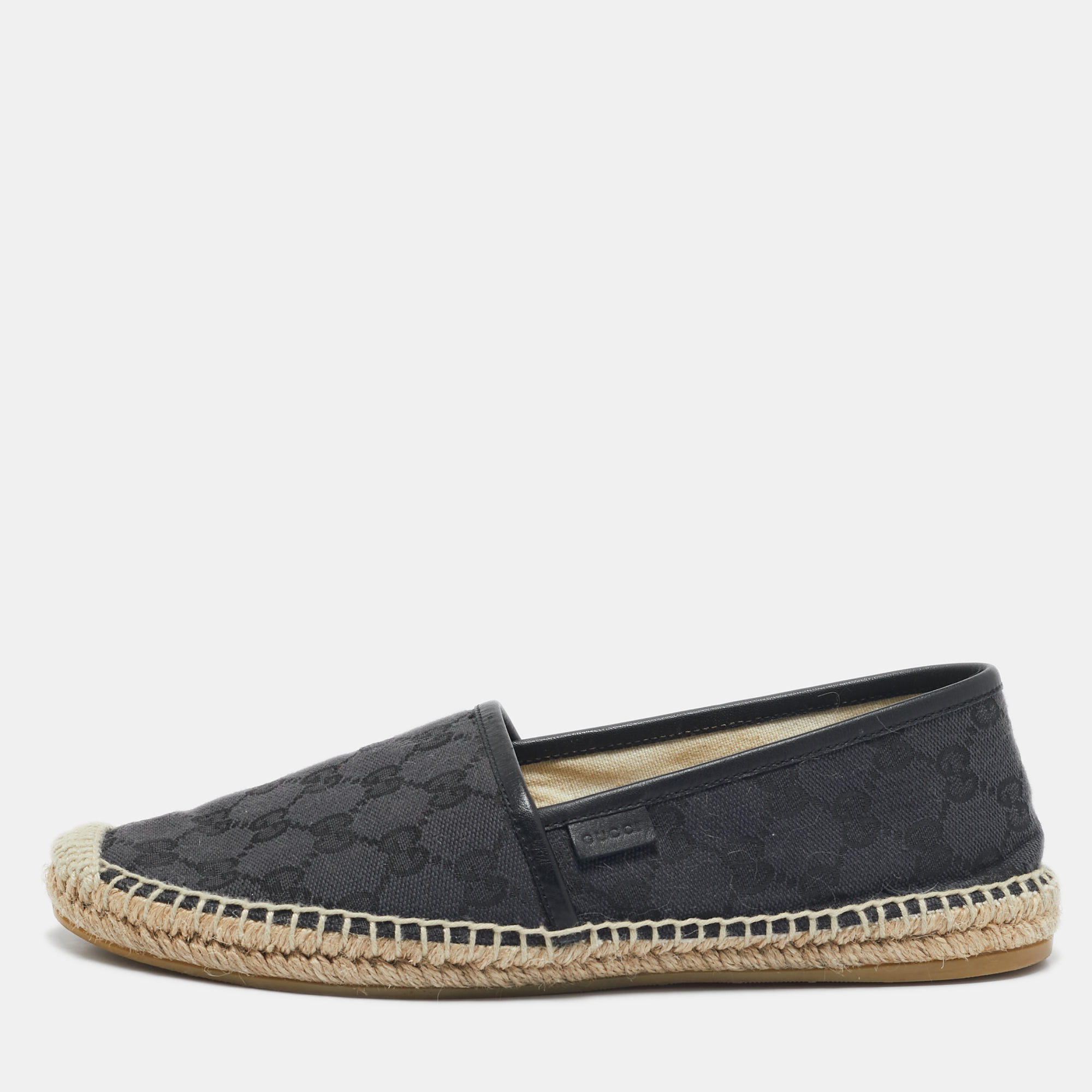 

Gucci Black GG Canvas and Leather Espadrille Flats Size 38.5