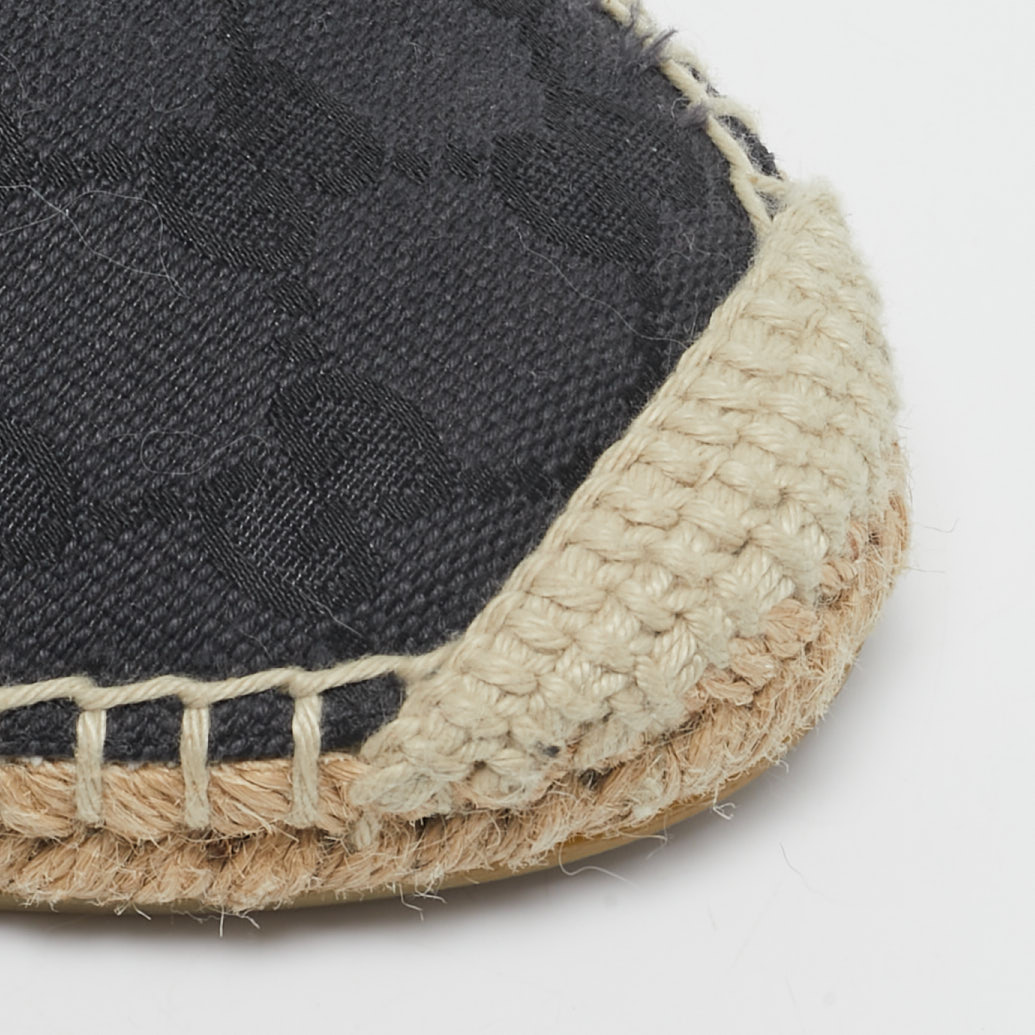 Gucci Black GG Canvas and Leather Espadrille Flats Size 38.5 