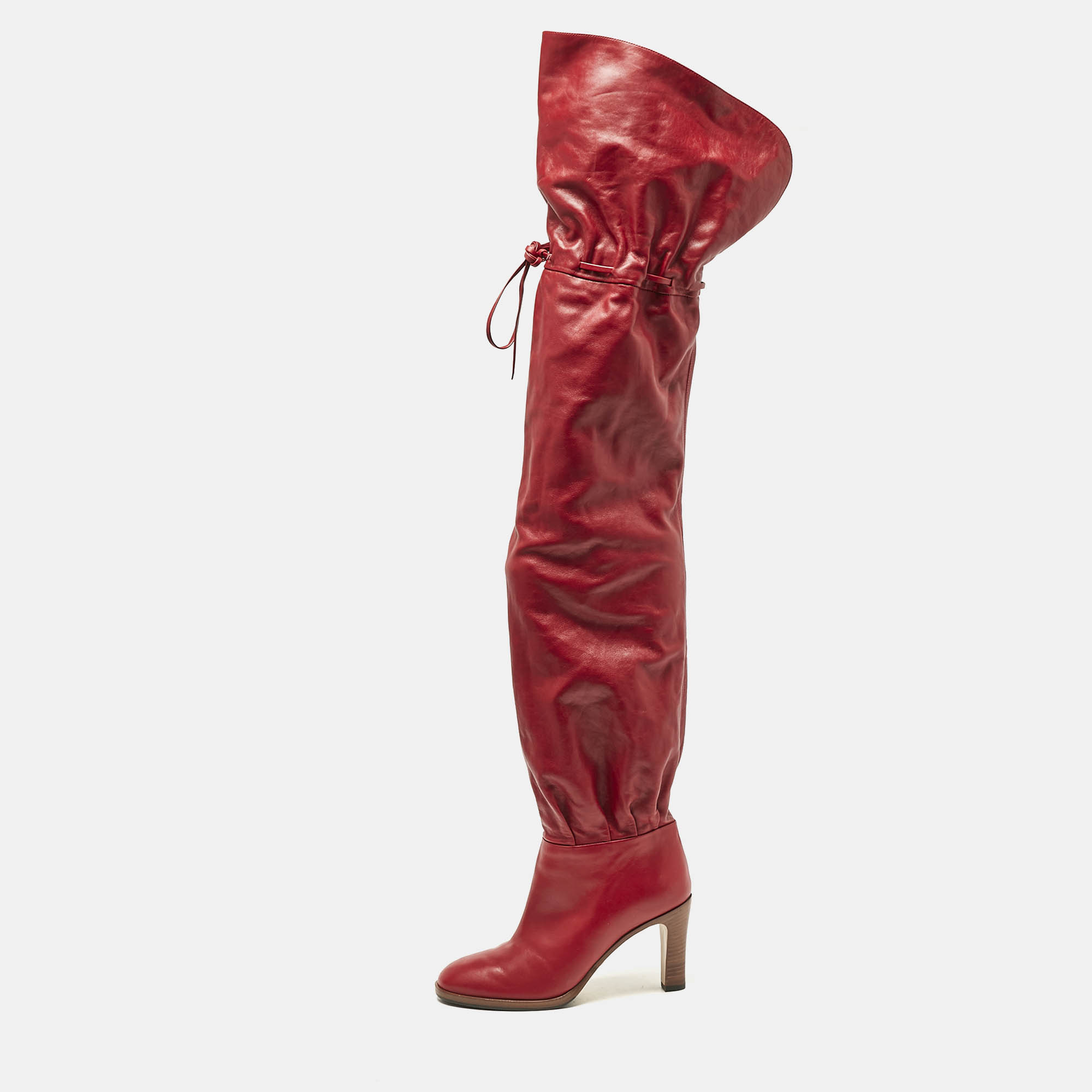 

Gucci Red Leather Trish Over the Knee Boots Size