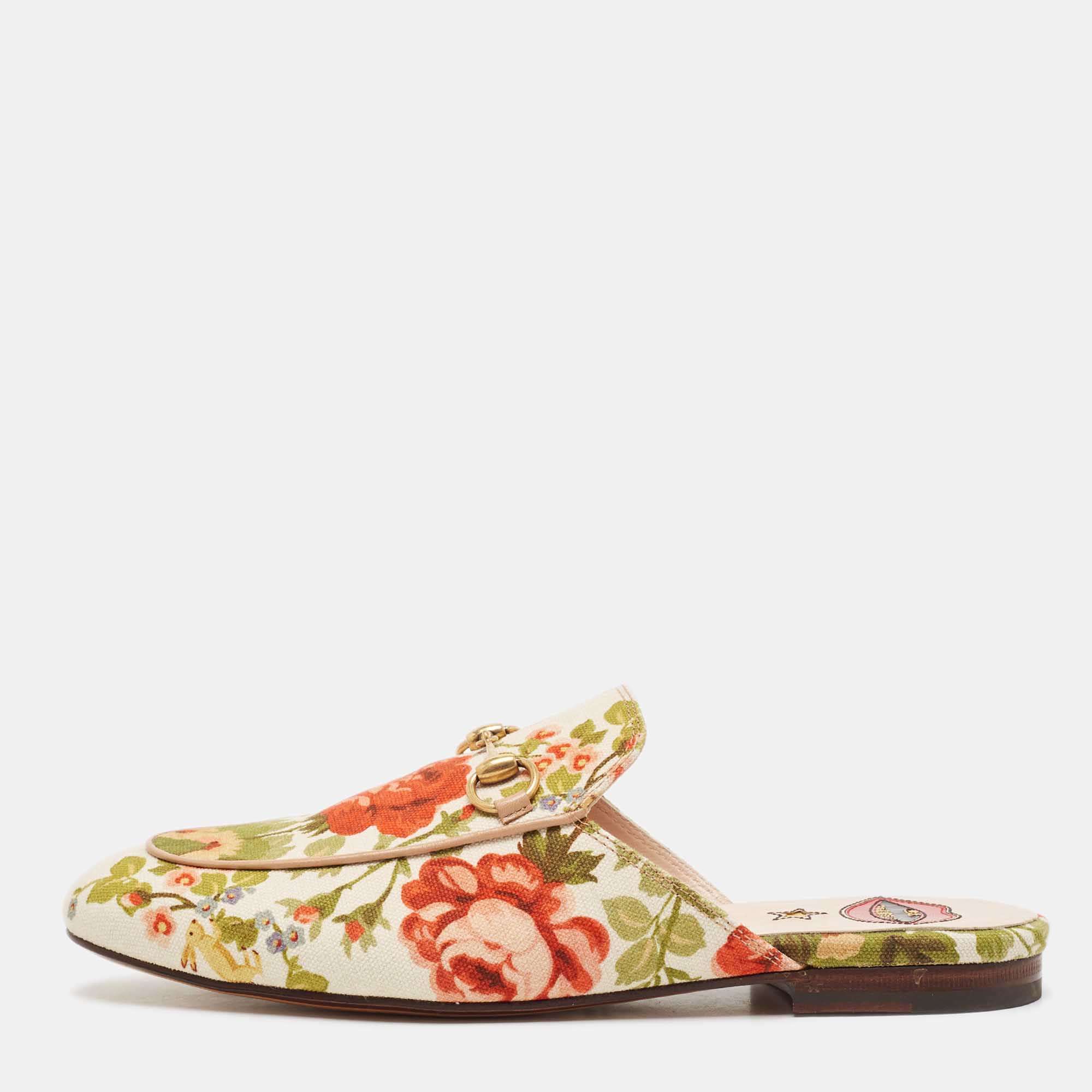 

Gucci Multicolor Floral Canvas Princetown Horsebit Flat Mules Size