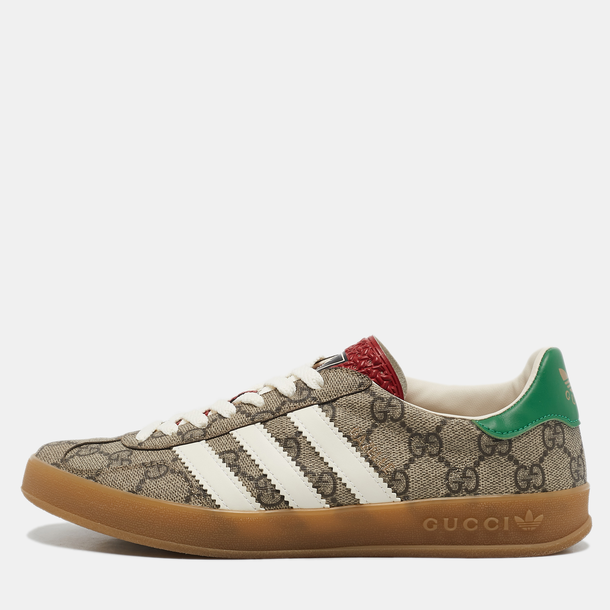 

Gucci x Adidas Beige GG Supreme Canvas Gazelle Sneakers Size 38