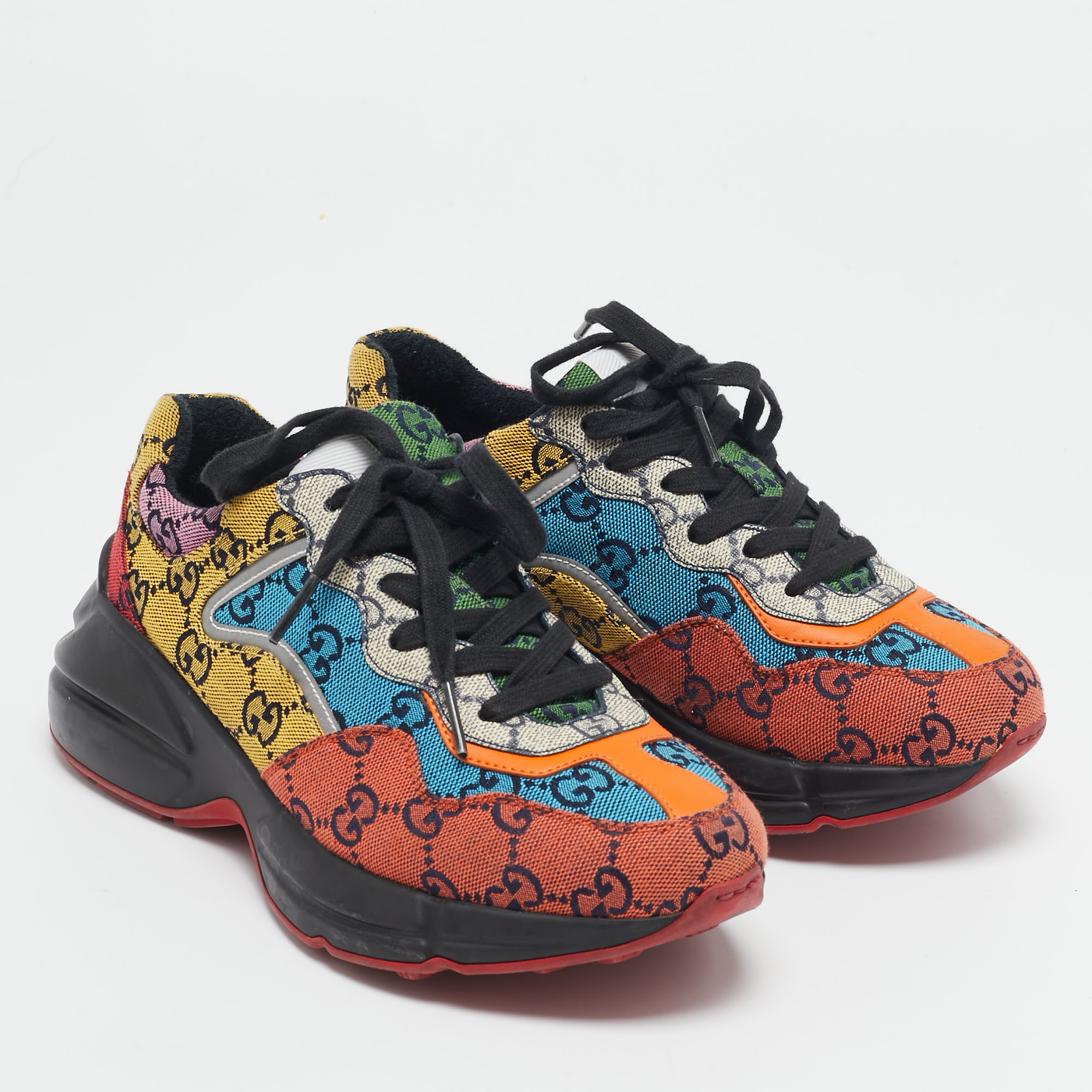 Gucci Multicolor GG Canvas Rhyton Sneakers Size 36 