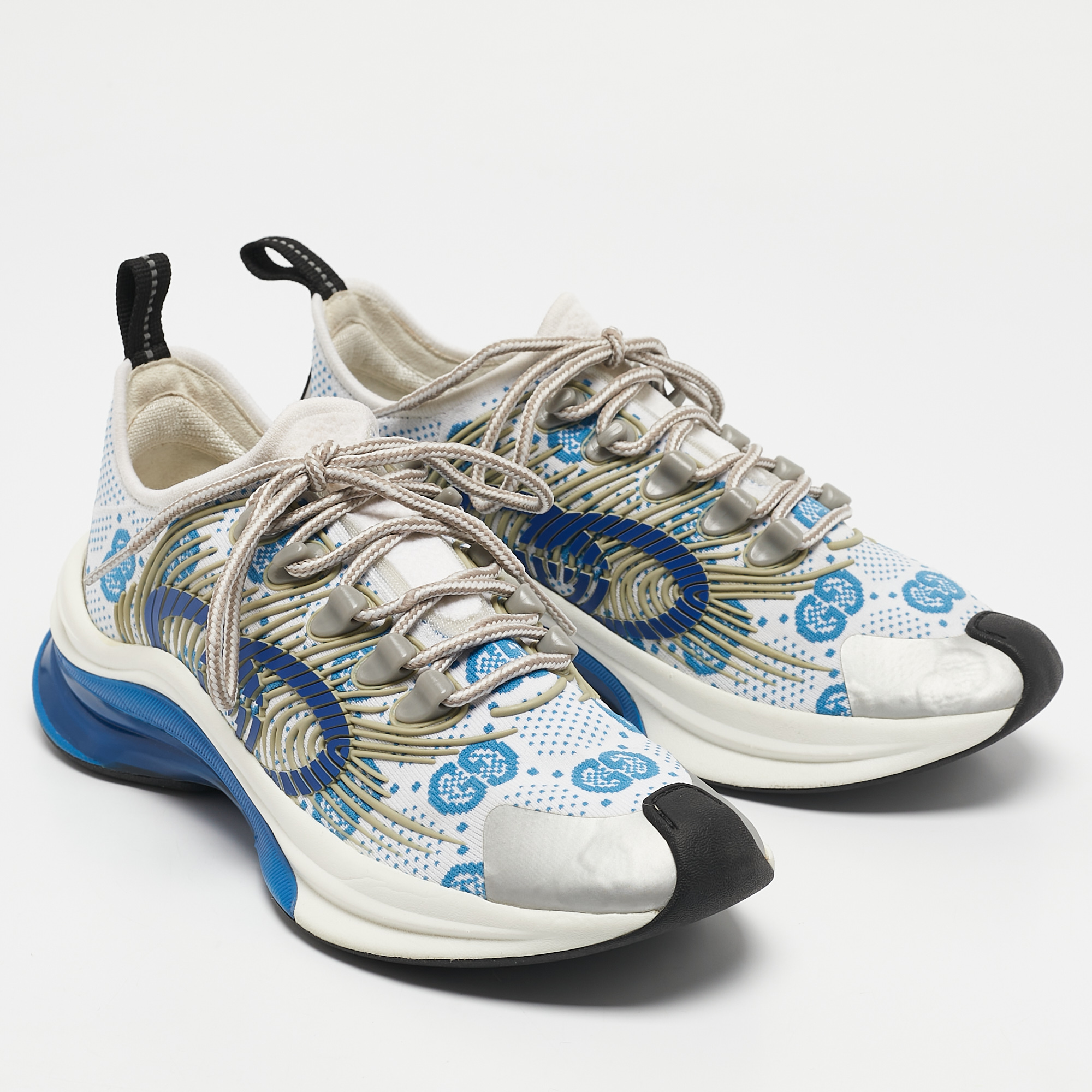 Gucci Multicolor Fabric and Rubber Lace Up Sneakers Size 36 