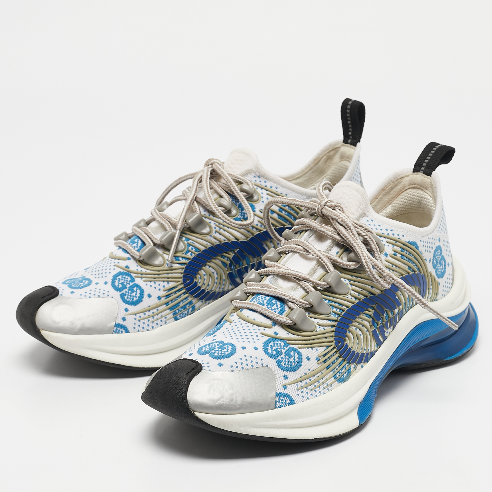 Gucci Multicolor Fabric and Rubber Lace Up Sneakers Size 36 