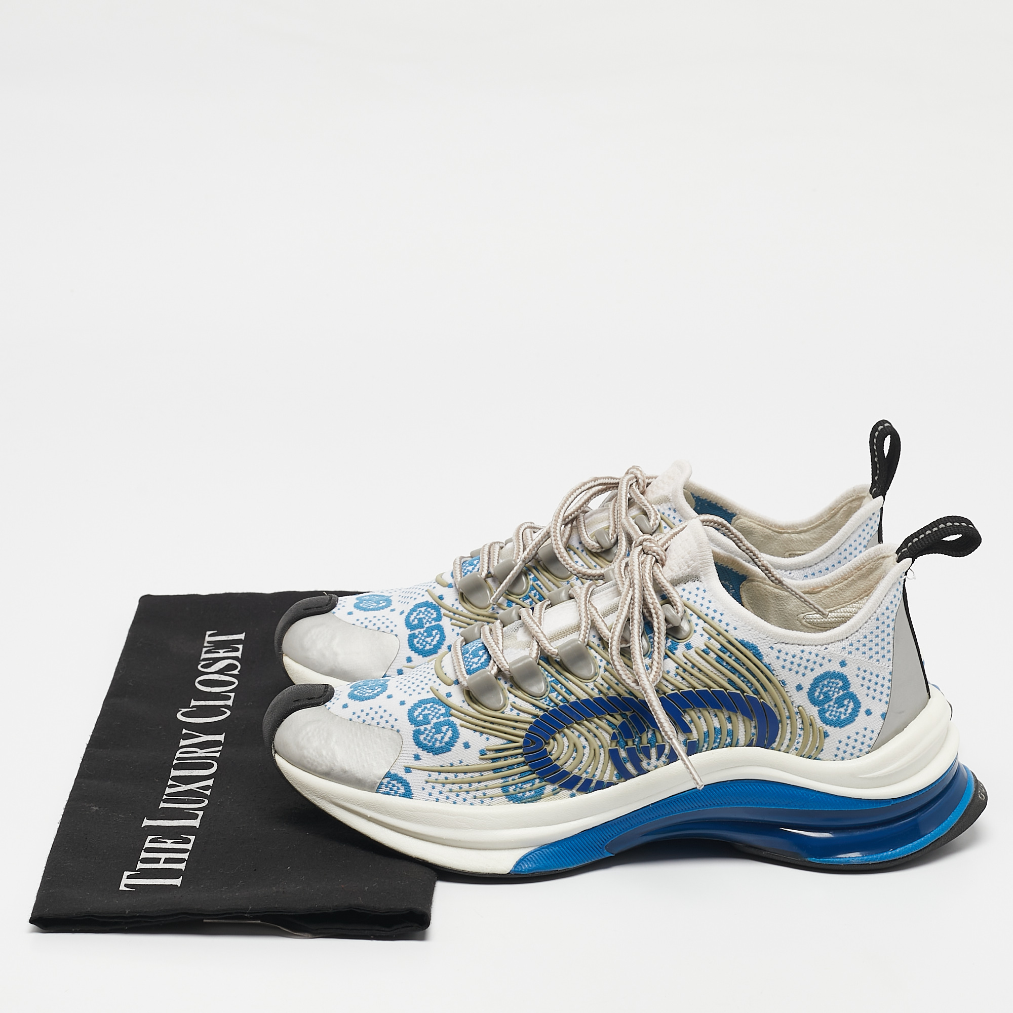 Gucci Multicolor Fabric and Rubber Lace Up Sneakers Size 36 