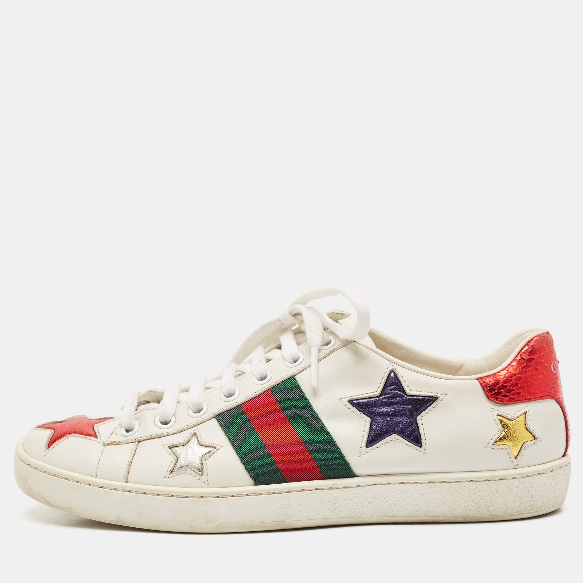 

Gucci White Leather Star Ace Sneakers Size