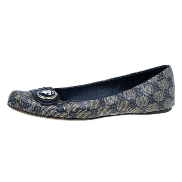 مملوكة مسبقًا Gucci Navy Guccissima Crystal ‘Hysteria’ Flats Size 39