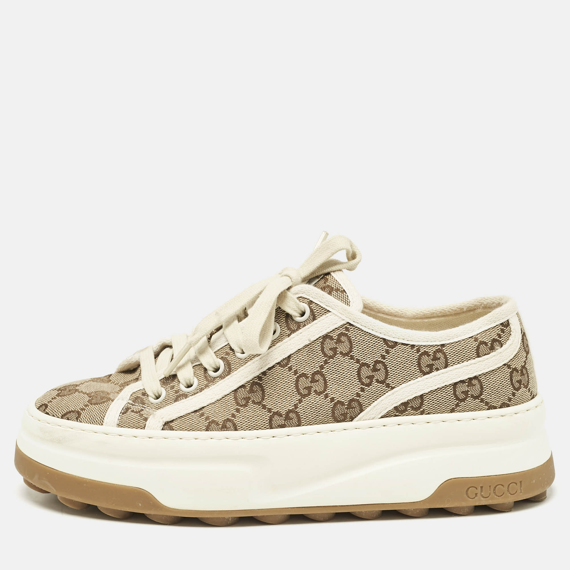 

Gucci Beige GG Canvas Tennis 1977 Treck Sneakers Size