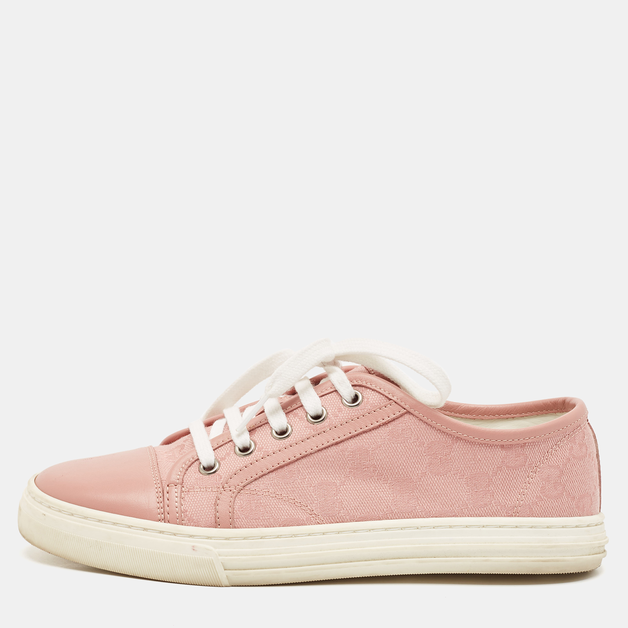 

Gucci Pink GG Canvas and Leather Low Top Sneakers Size