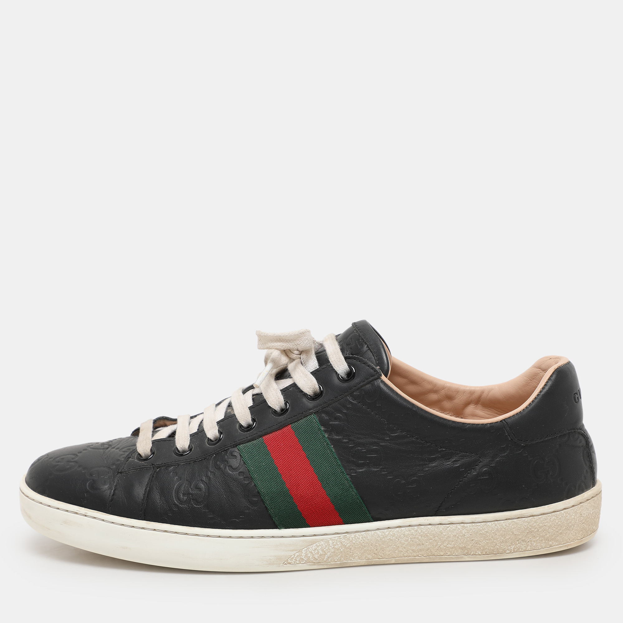 

Gucci Black Guccissima Leather Ace Sneakers Size