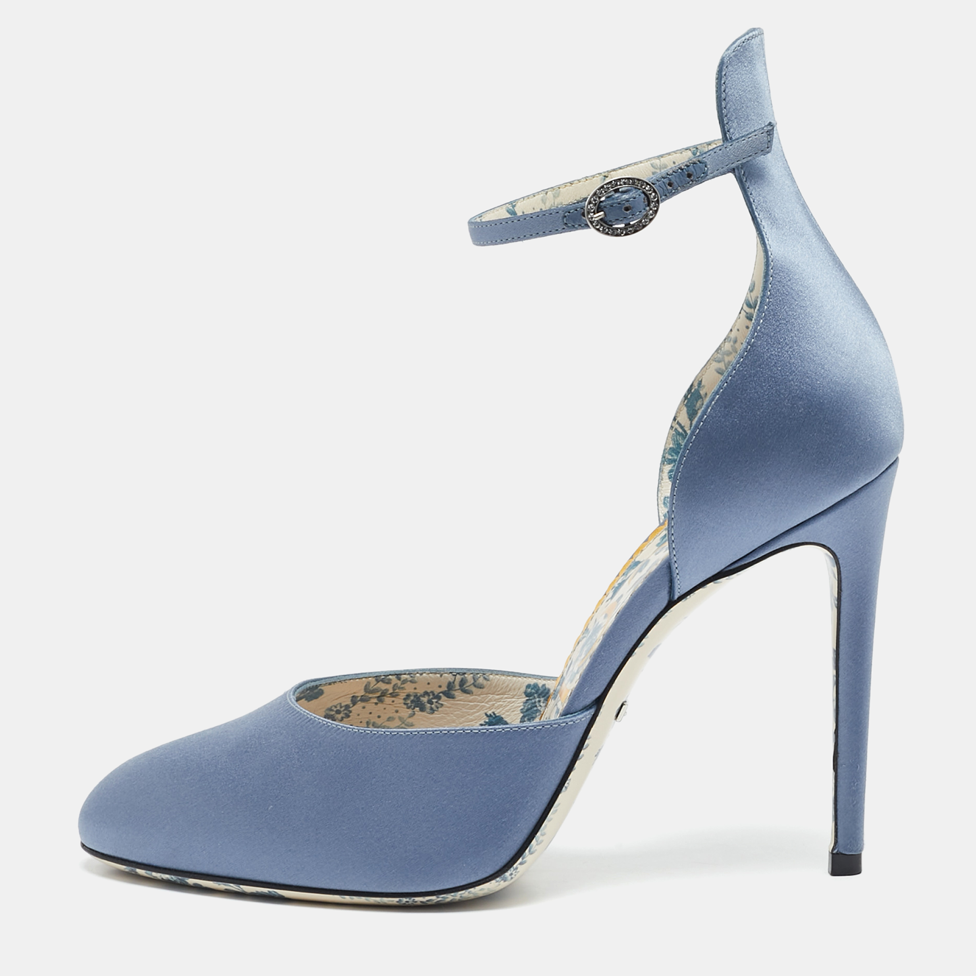 

Gucci Blue Satin Daisy D'orsay Pumps Size