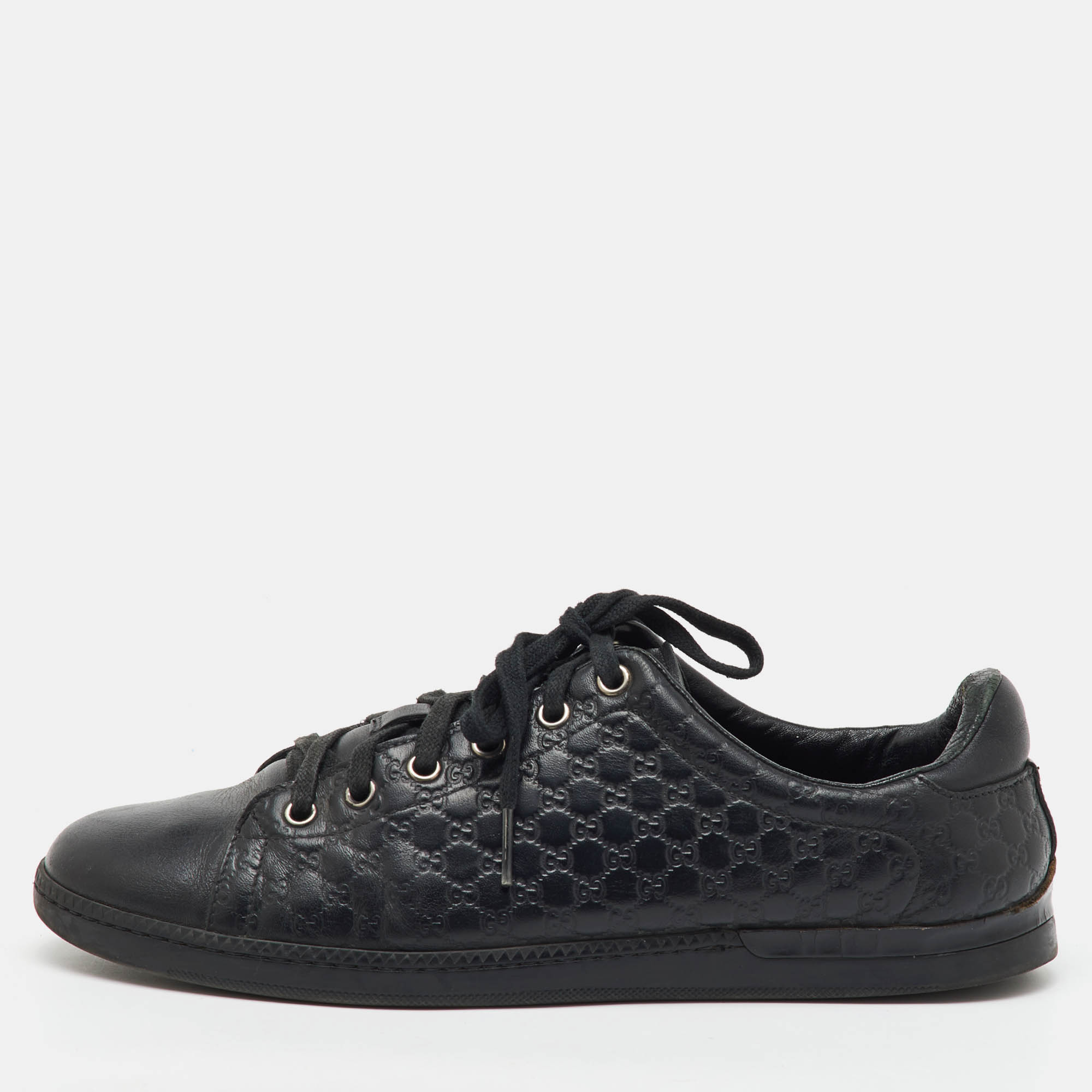 

Gucci Black Microguccissima Leather Low Top Sneakers Size