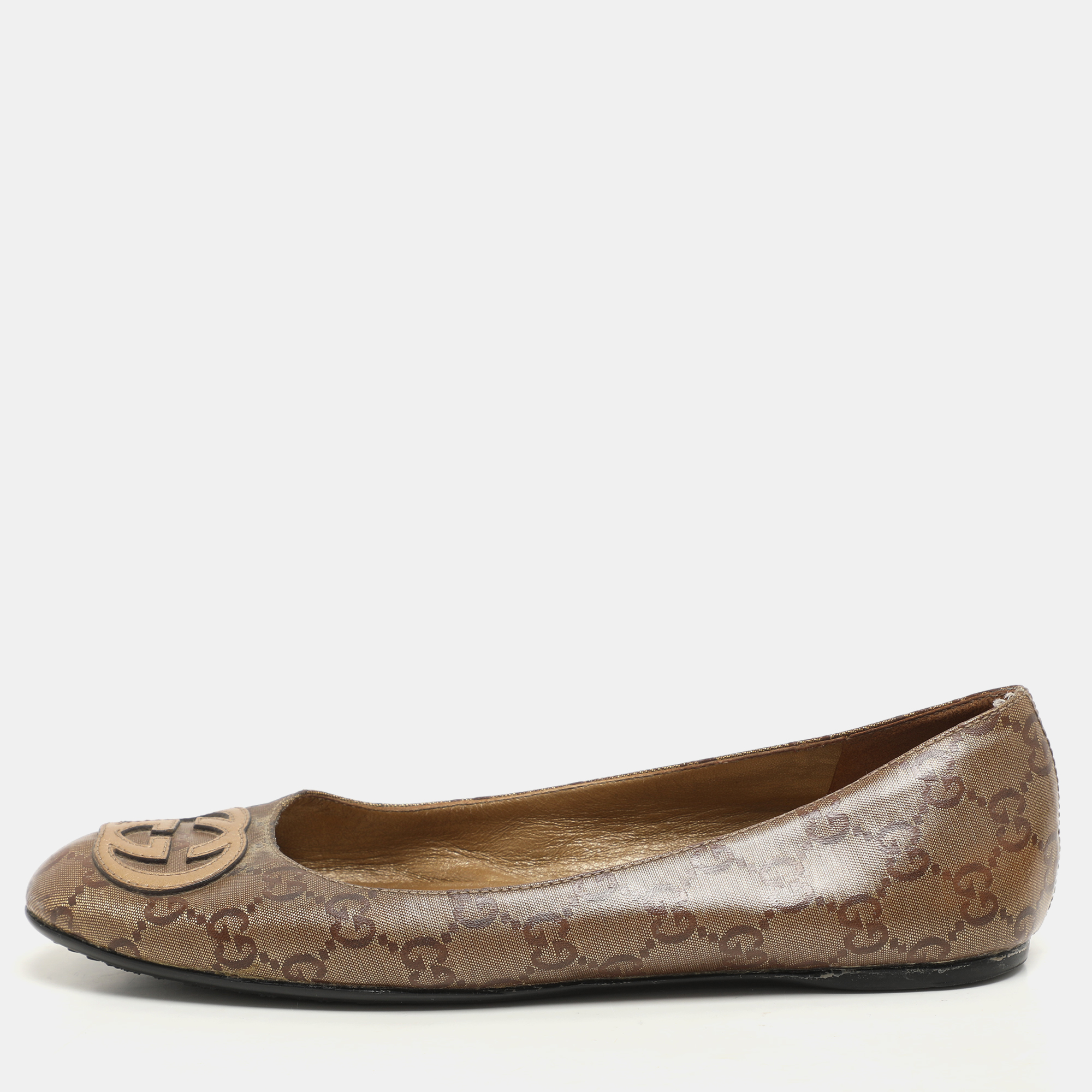 

Gucci Brown GG Crystal Coated Canvas Ballet Flats Size