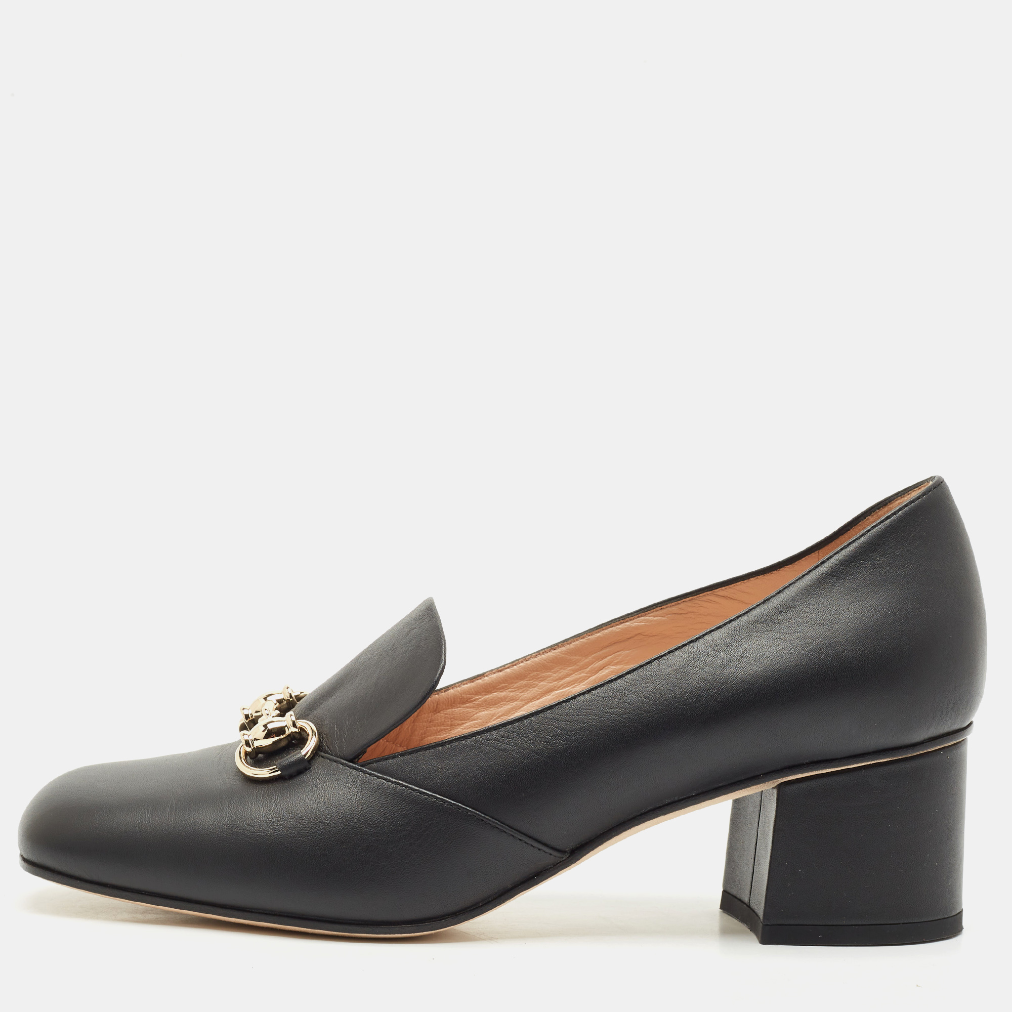 

Gucci Black Leather Horsebit Loafer Pumps Size