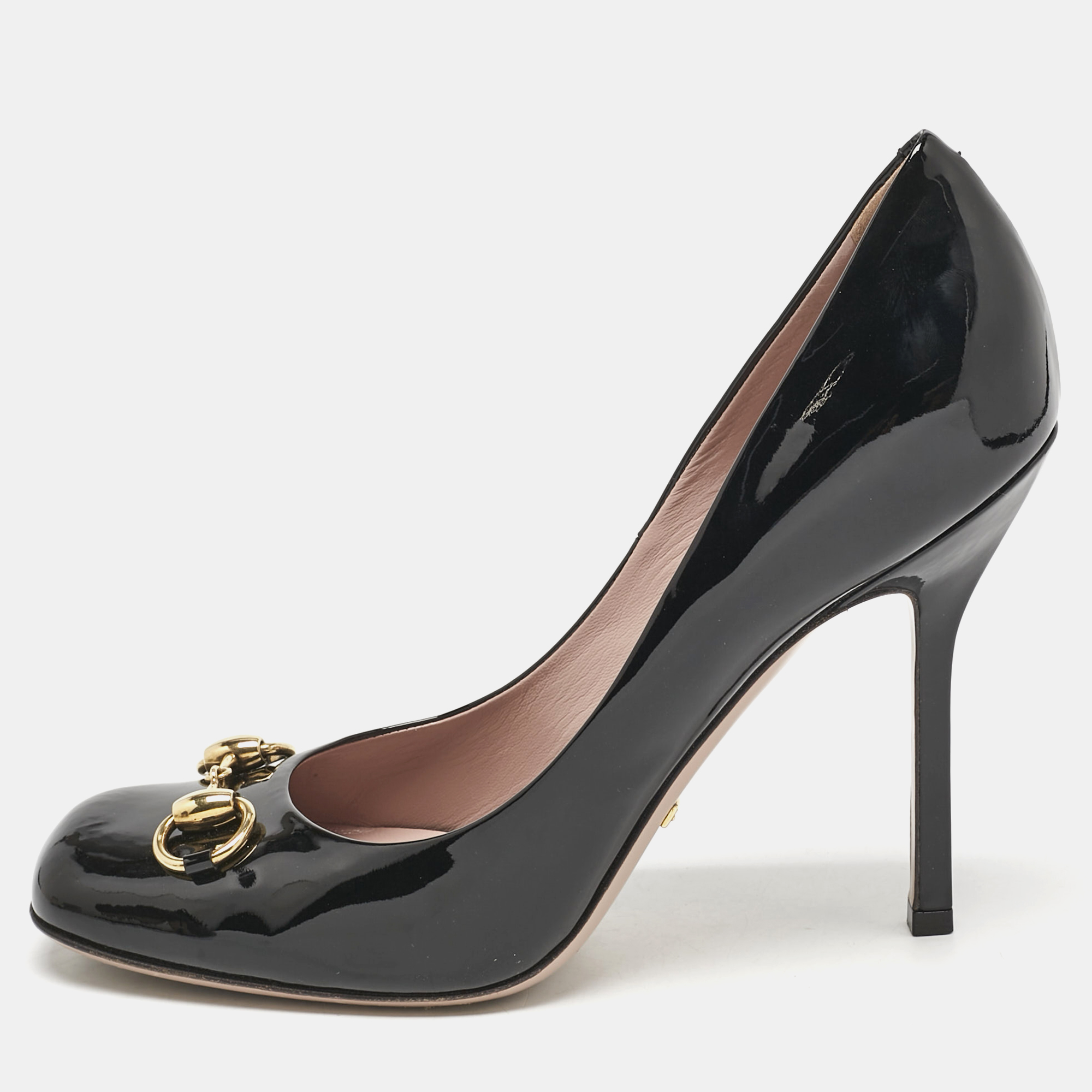 

Gucci Black Patent Leather Jolene Pumps Size