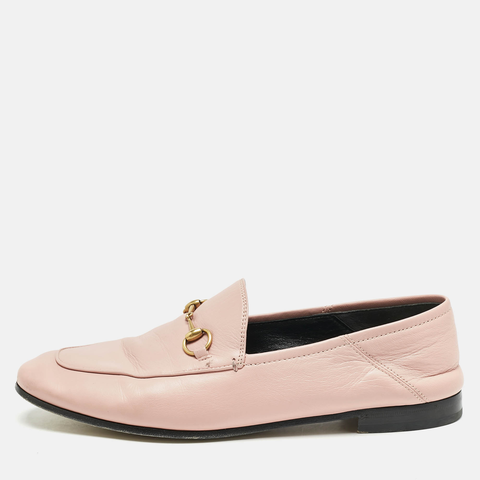 

Gucci Pink Leather Horsebit Foldable Loafers Size