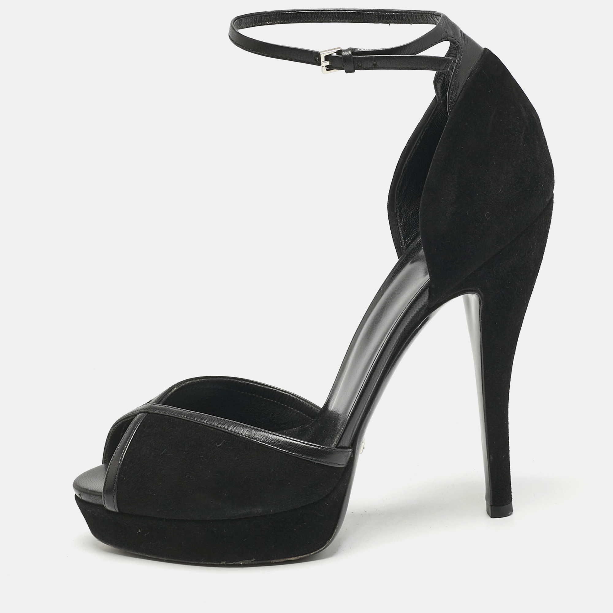 

Gucci Black Suede and Leather Ankle Strap Sandals Size