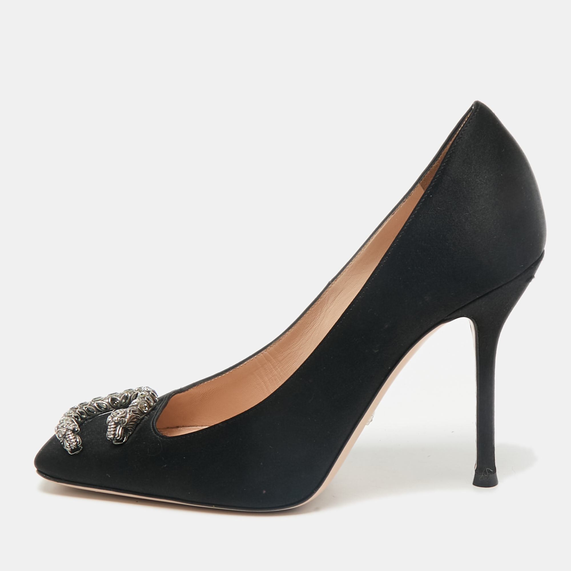 

Gucci Black Satin Dionysus Crystals Pumps Size