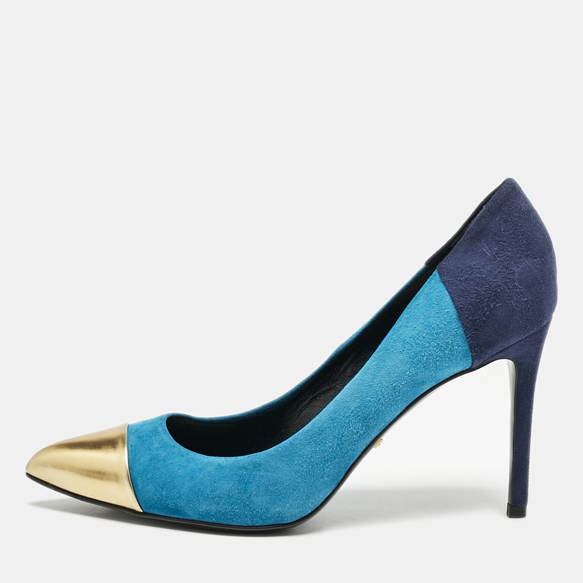 

Gucci Tricolor Suede and Leather Pointed Cap Toe Pumps Size, Multicolor