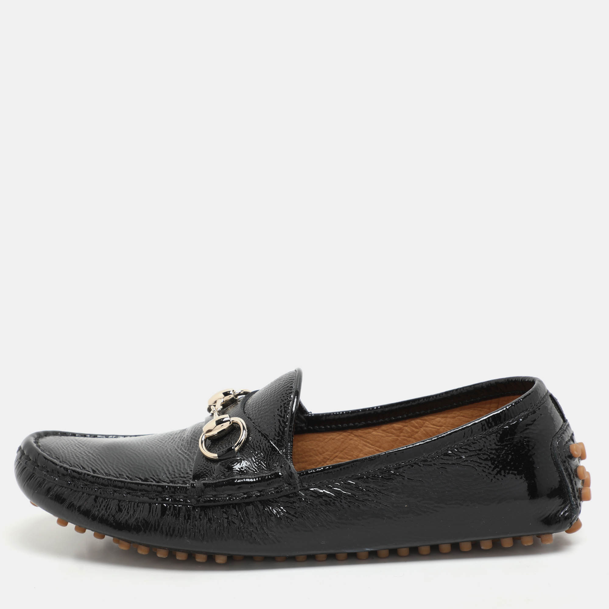 

Gucci Black Patent Leather Horsebit Loafers Size