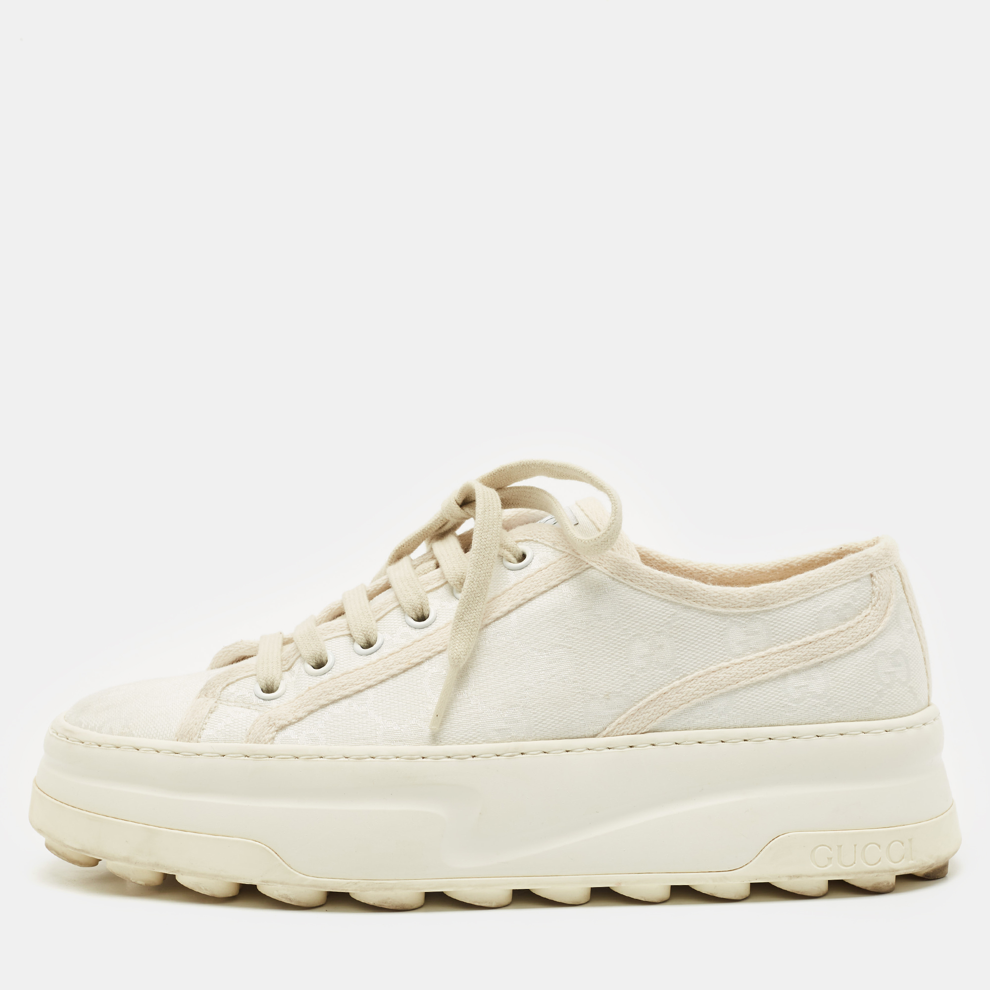 

Gucci White GG Canvas Tennis 1977 Platform Sneakers Size