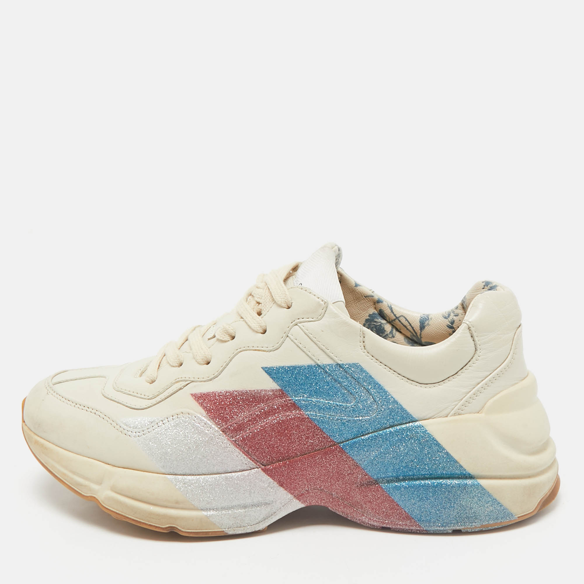 

Gucci White Leather Rhyton Low Top Sneakers Size