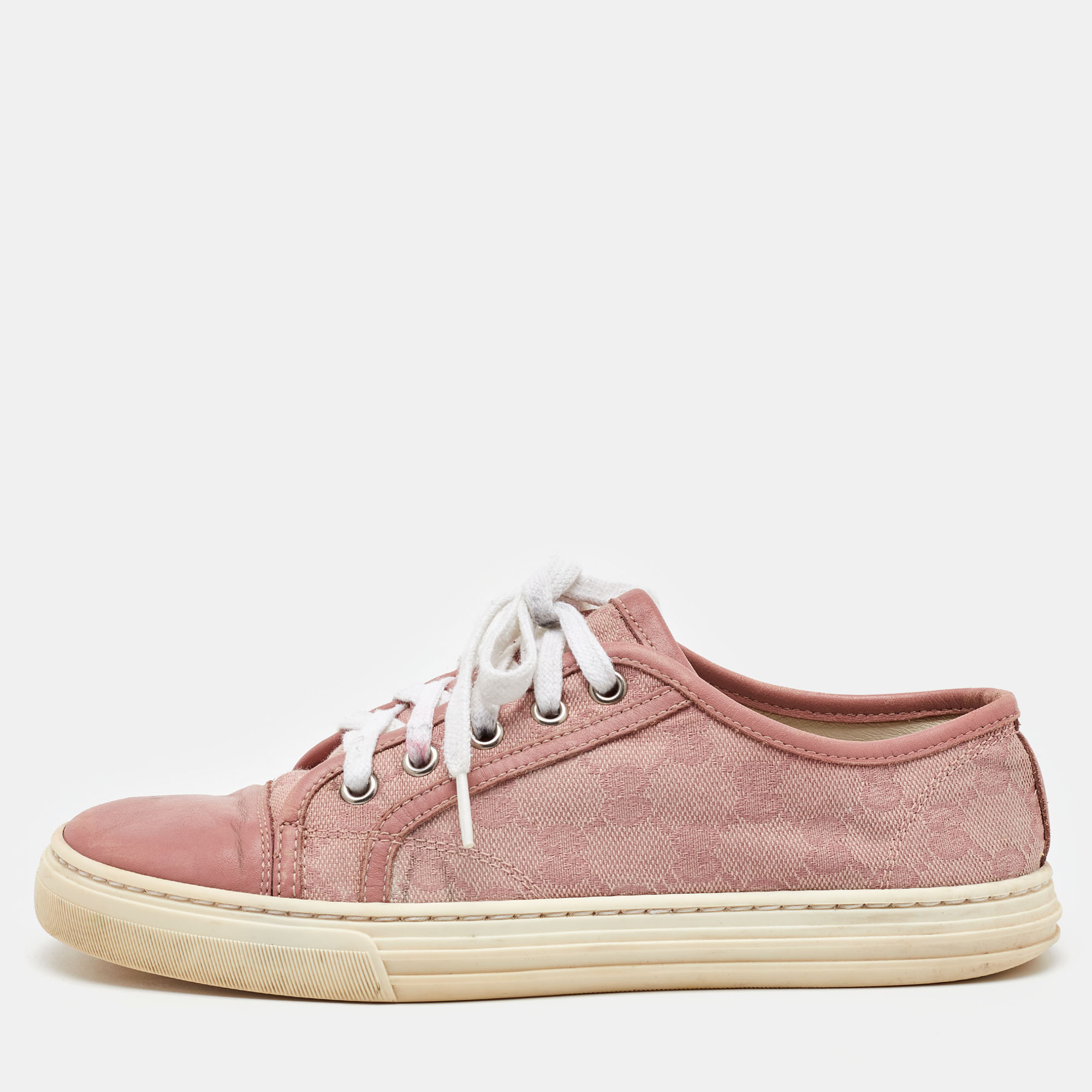 

Gucci Pink GG Canvas and Leather Low Top Sneakers Size
