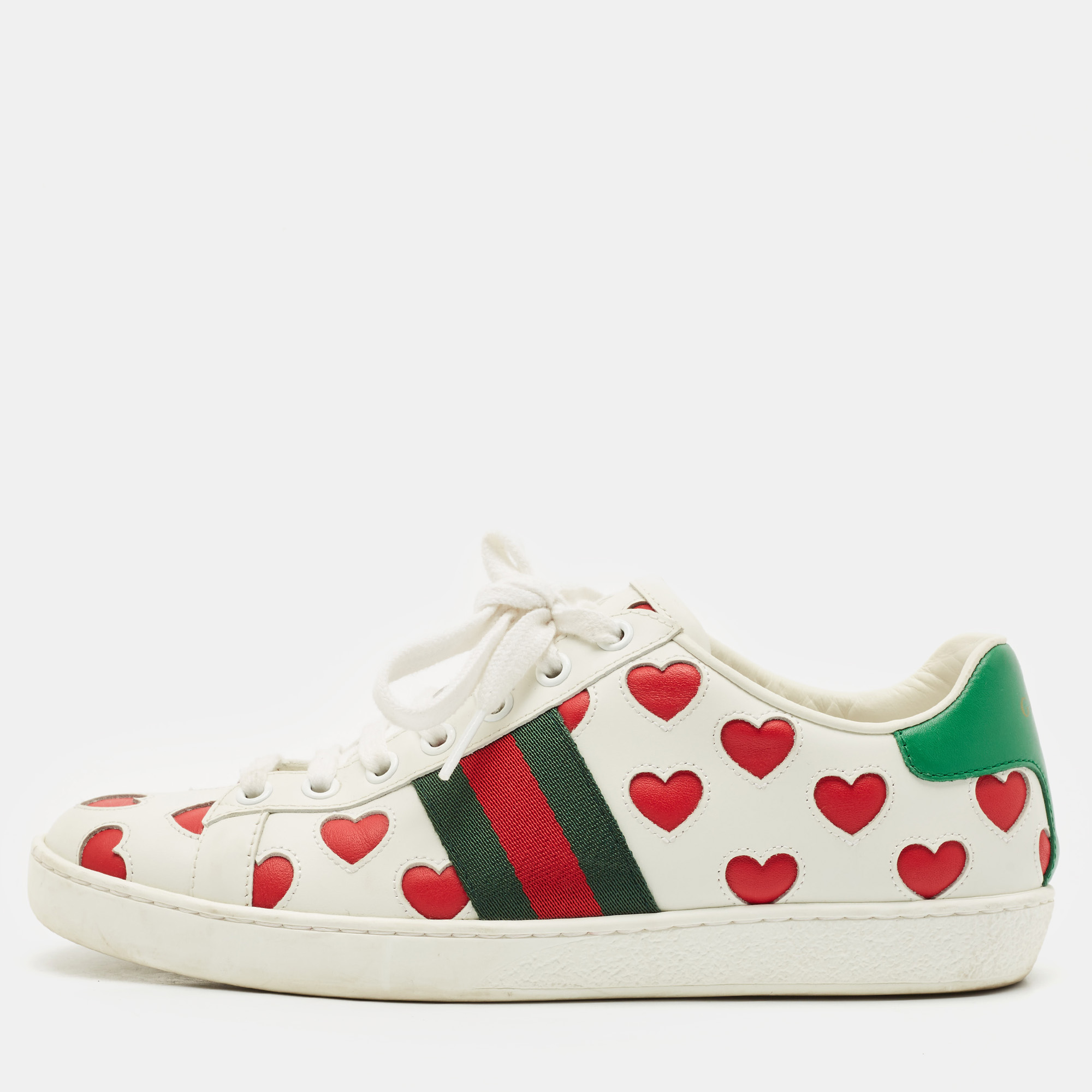 

Gucci Multicolor Leather Ace Hearts Low Top Sneakers Size