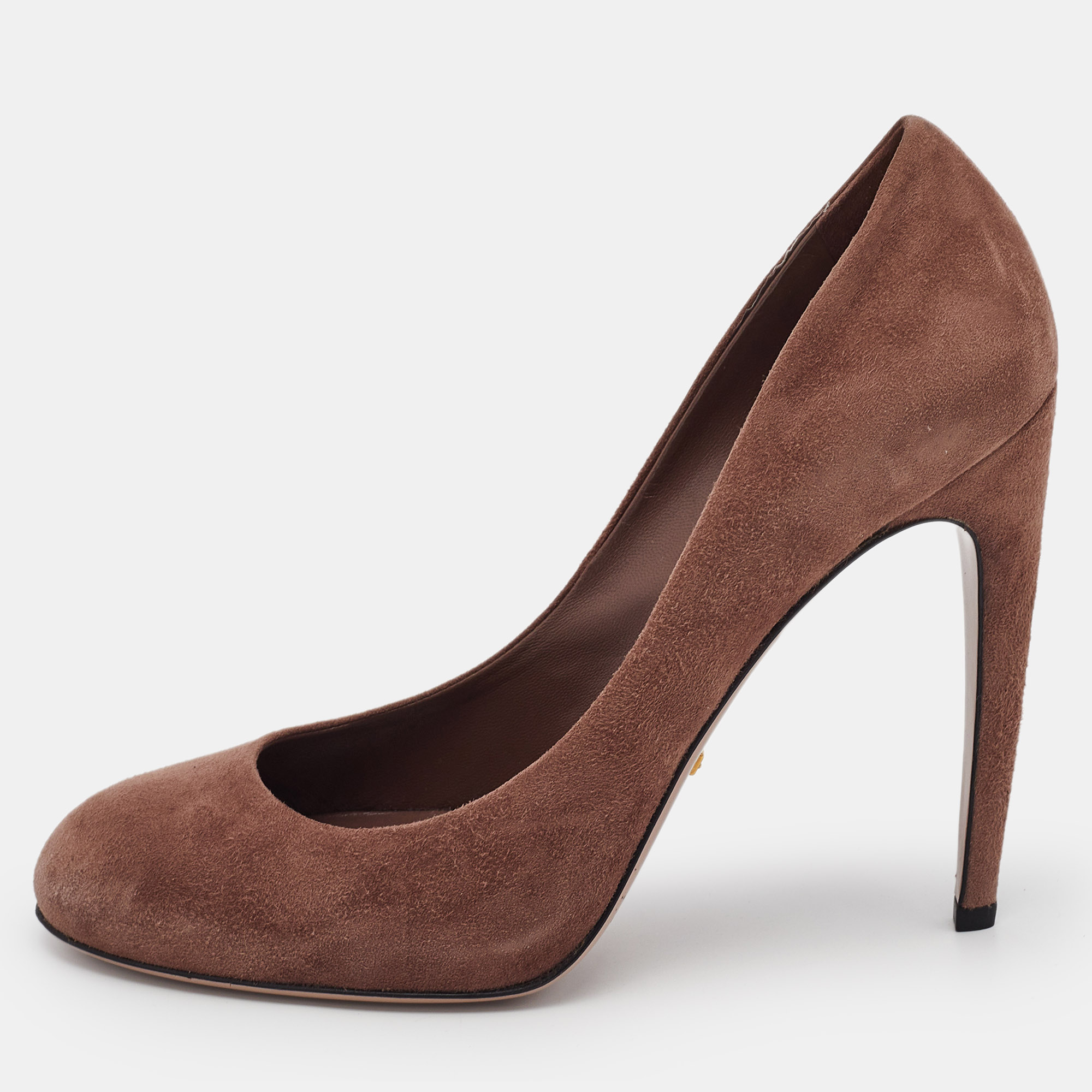 

Gucci Brown Suede Goldie Platform Pumps Size