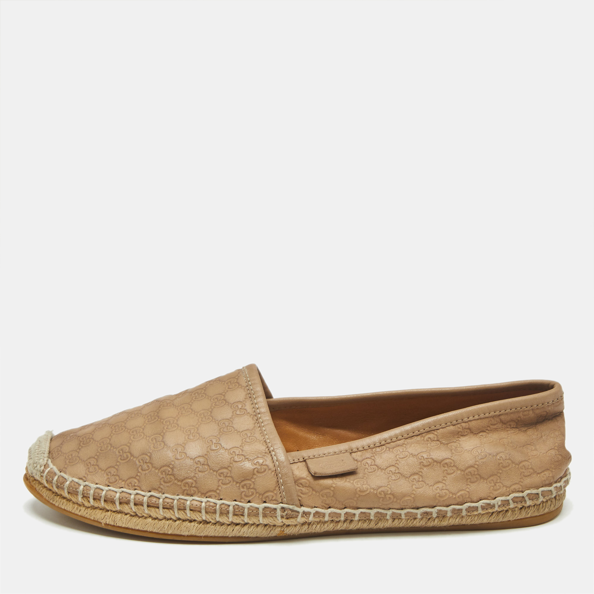 

Gucci Beige Leather Slip On Espadrille Flats Size