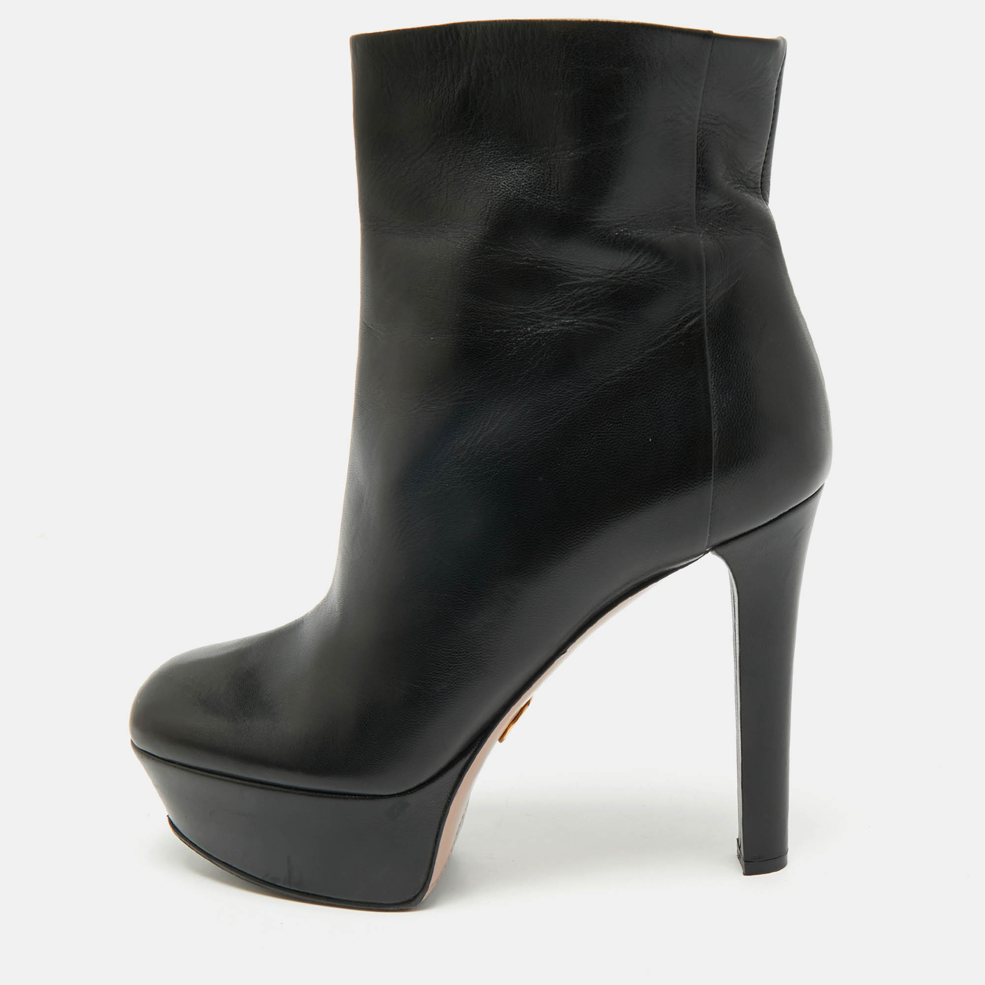 

Gucci Black Leather Ankle Length Platform Boots Size