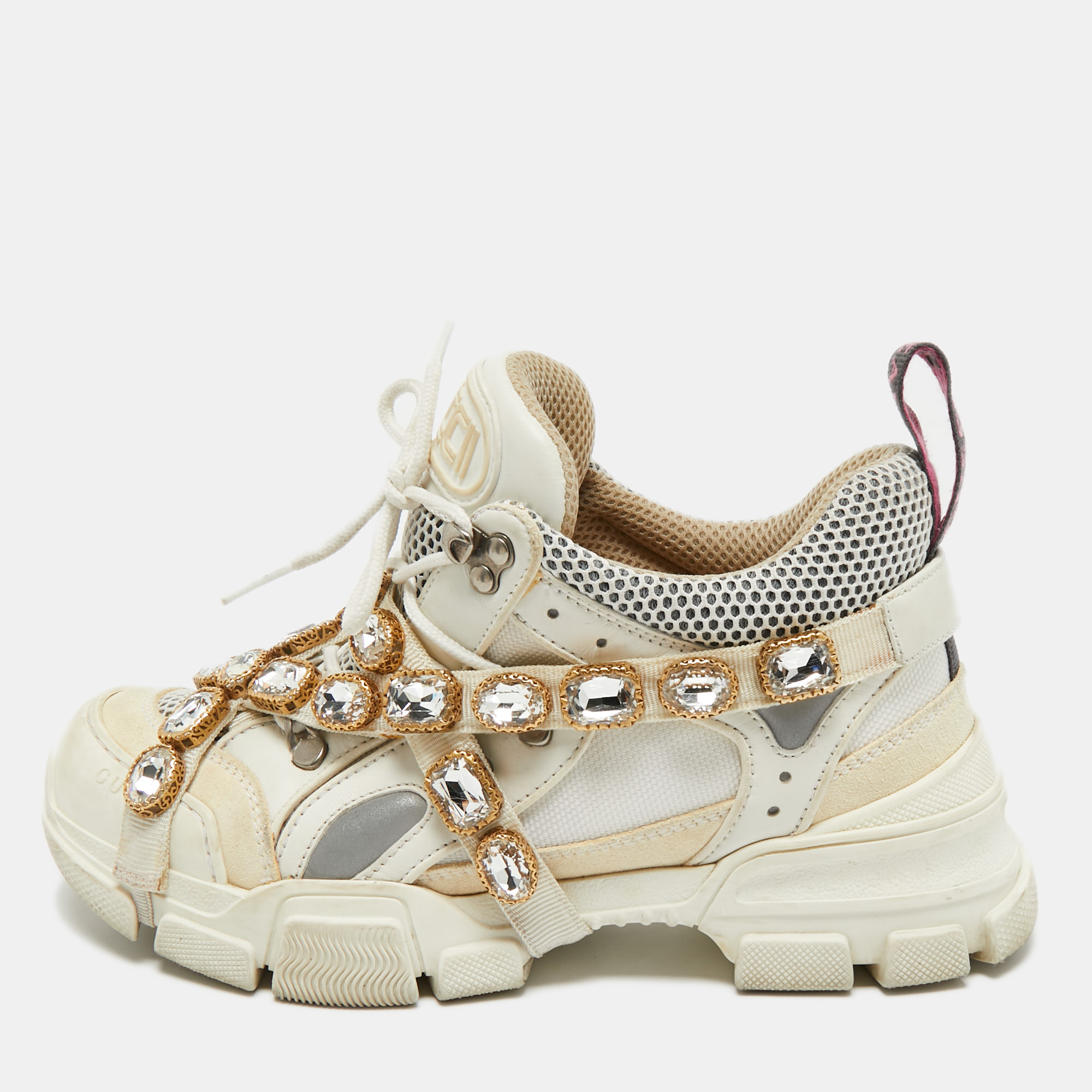 

Gucci White Suede and Leather Flashtrek Chunky Sneakers Size