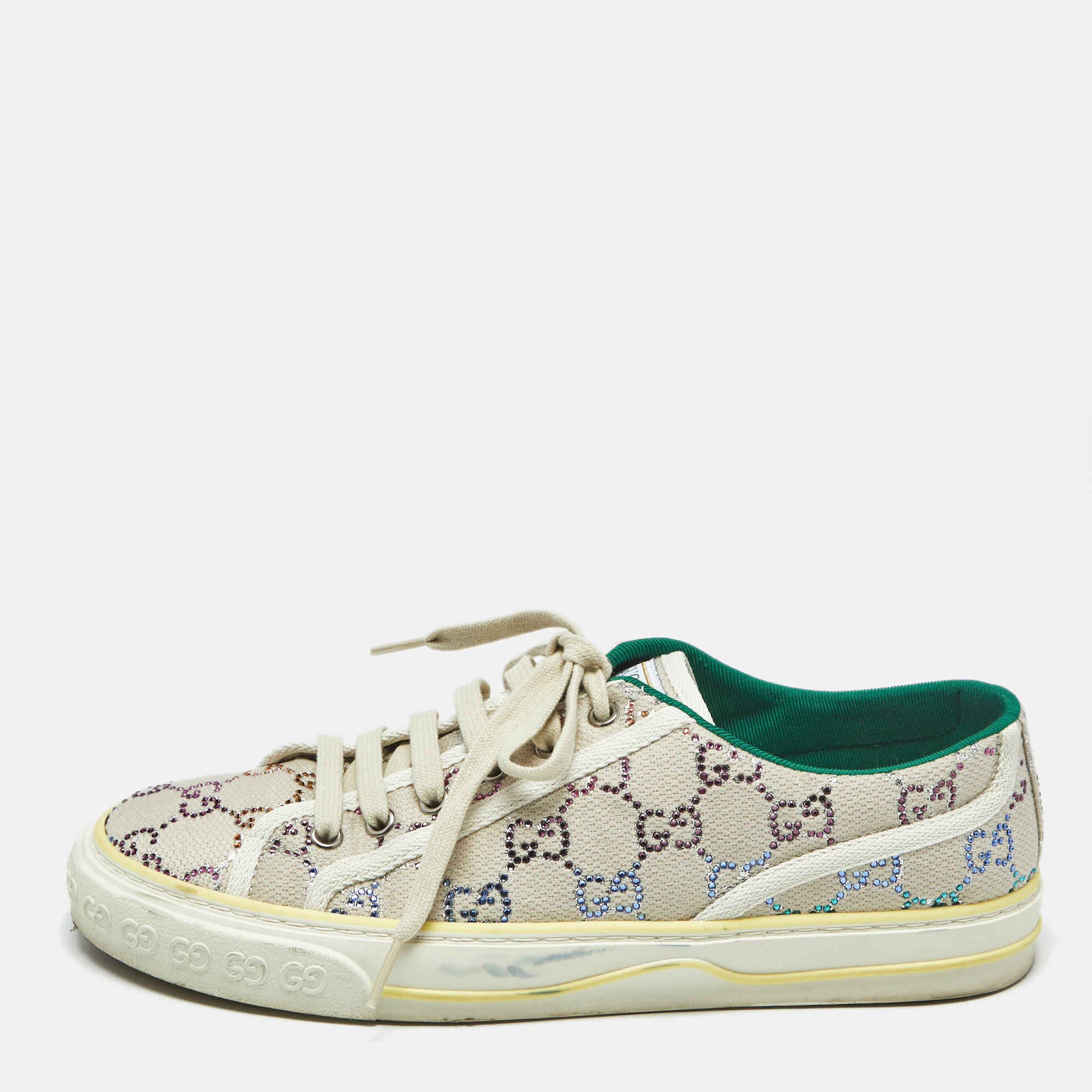 

Gucci Multicolor Crystal GG Canvas Tennis 1977 Sneakers Size, Beige
