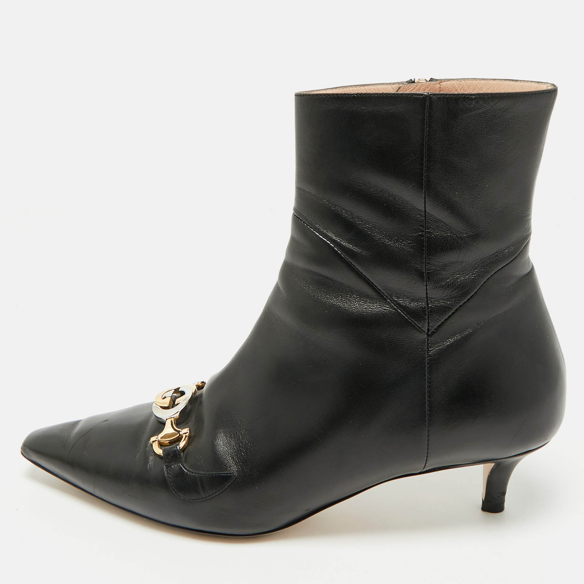 

Gucci Black Leather Zumi Ankle Length Boots Size