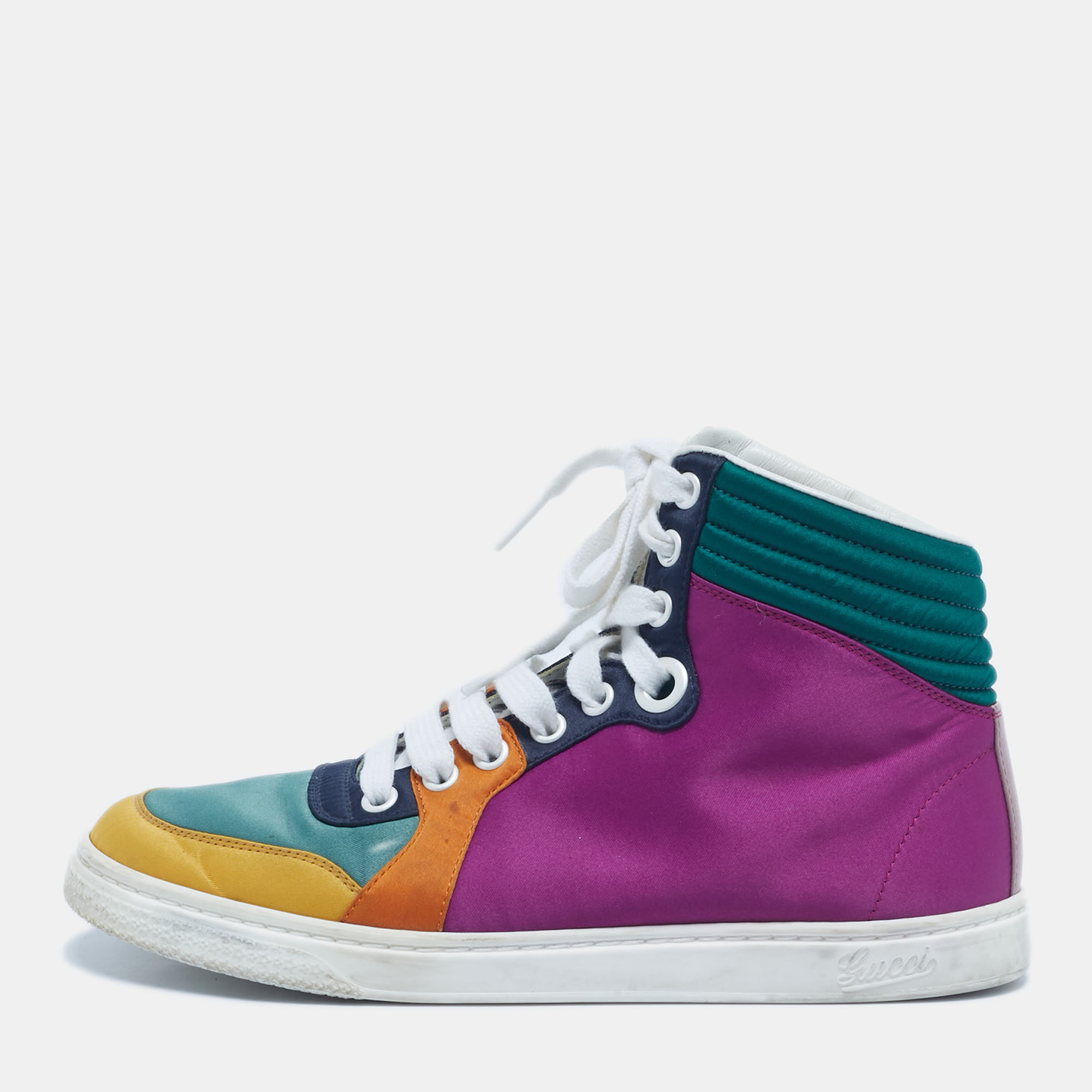 

Gucci Multicolor Satin Coda High Top Sneakers Size