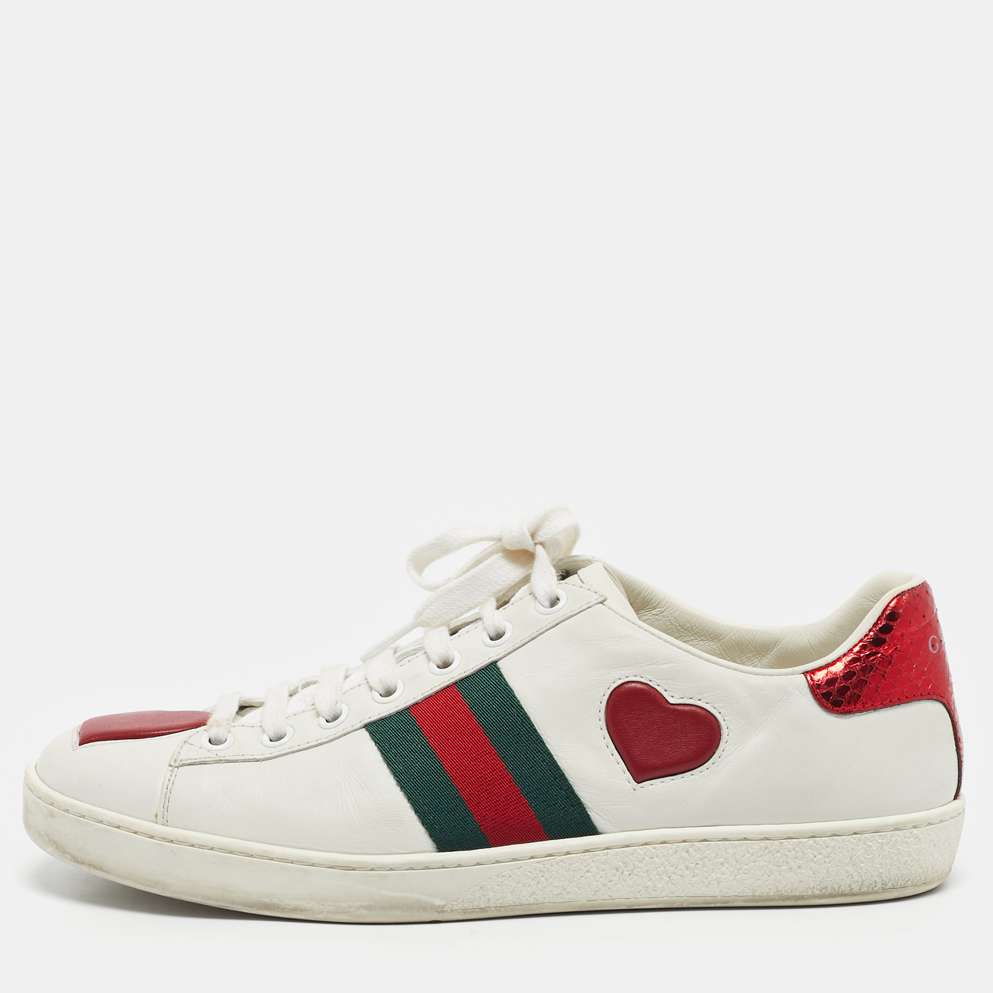 

Gucci White Leather Heart Detail Ace Sneaker Size