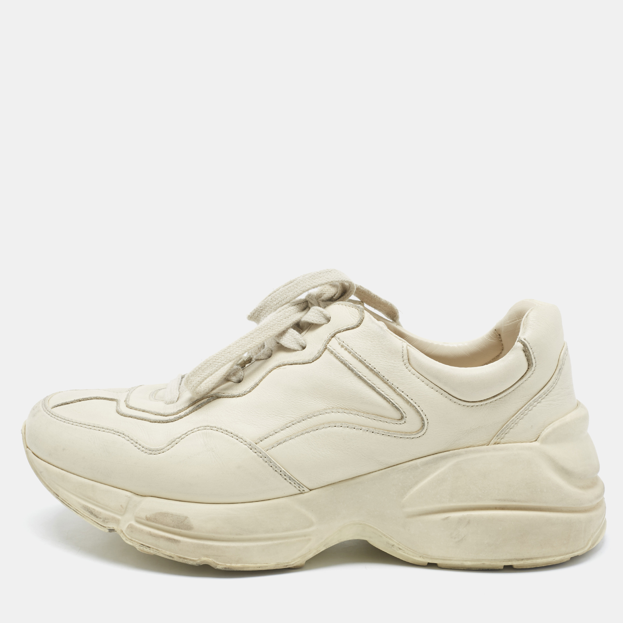 

Gucci Cream Leather Rhyton Sneakers Size